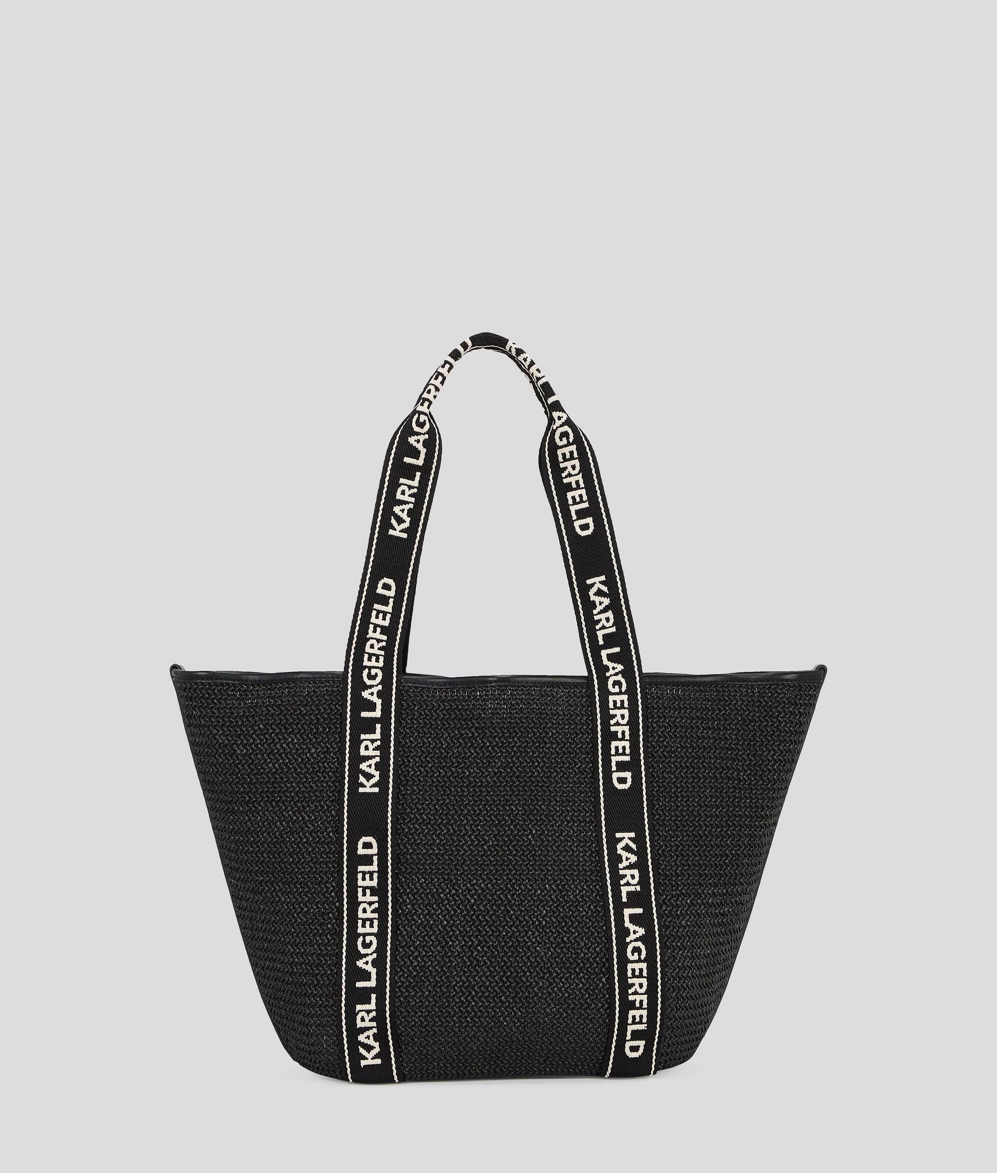 KarlLagerfeld Logo Woven Beach Tote Bag Black
