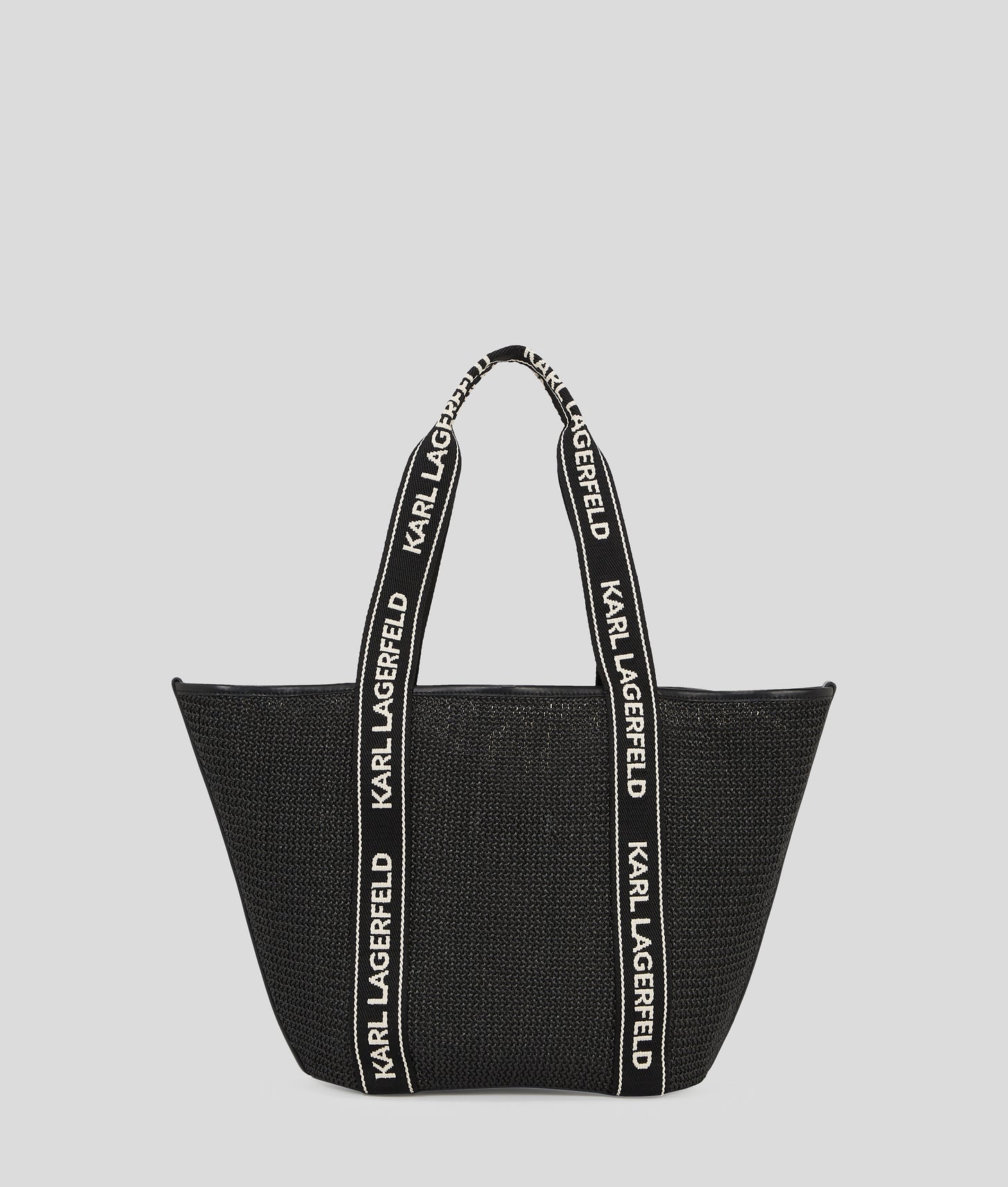 KarlLagerfeld Logo Woven Beach Tote Bag Black