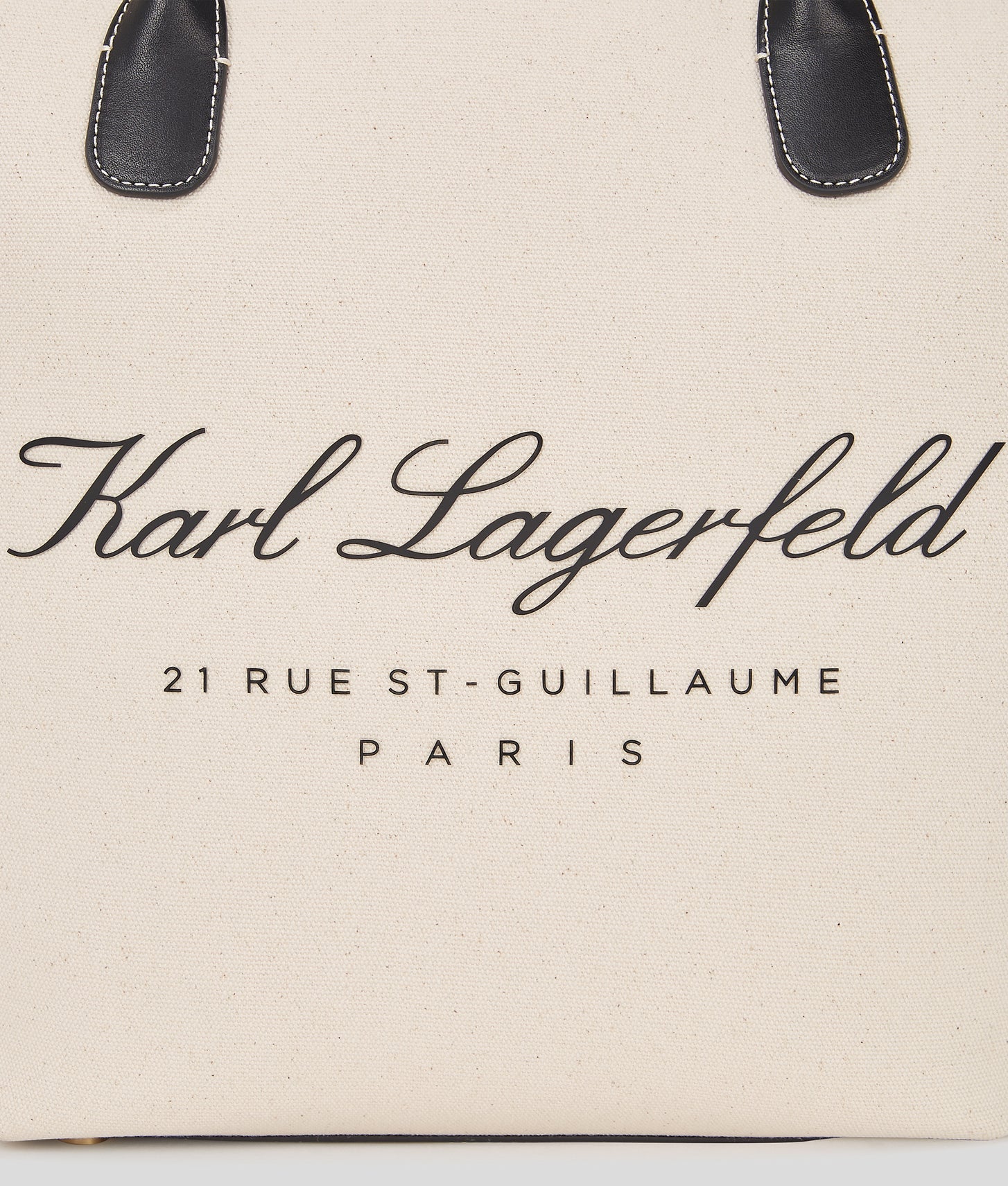 KarlLagerfeld Hotel Karl Medium Canvas Tote Bag Natural/Black