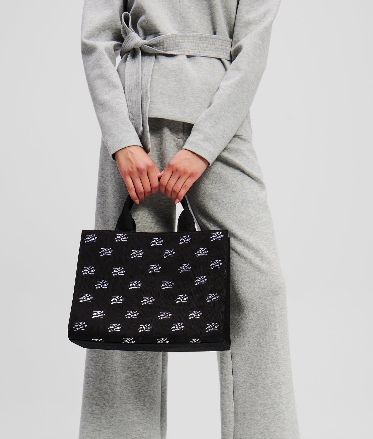 KarlLagerfeld Kautograph Square Medium Tote Bag Black Embellishment