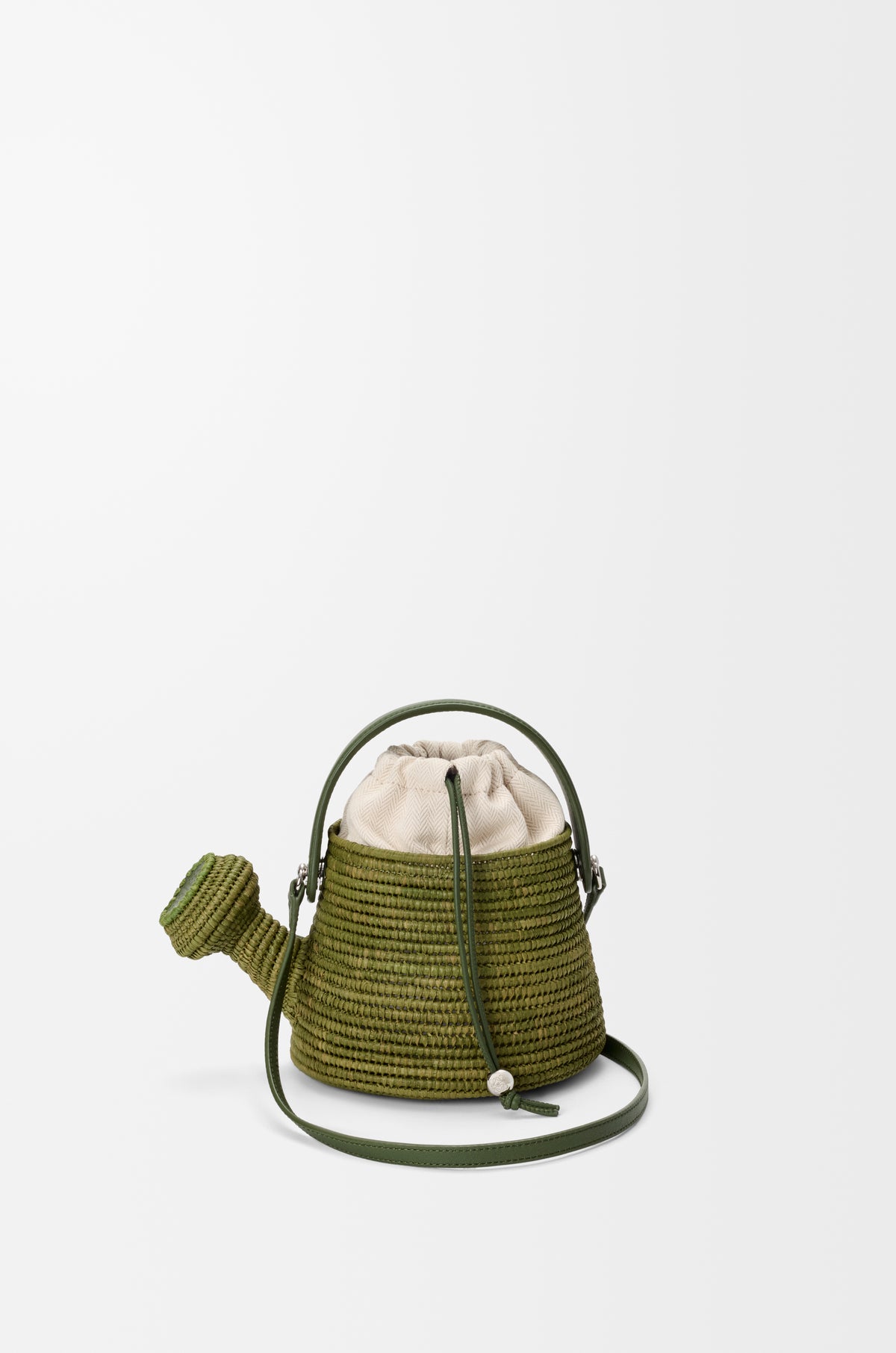 Loewe Watering Can bag in raffia and calfskin