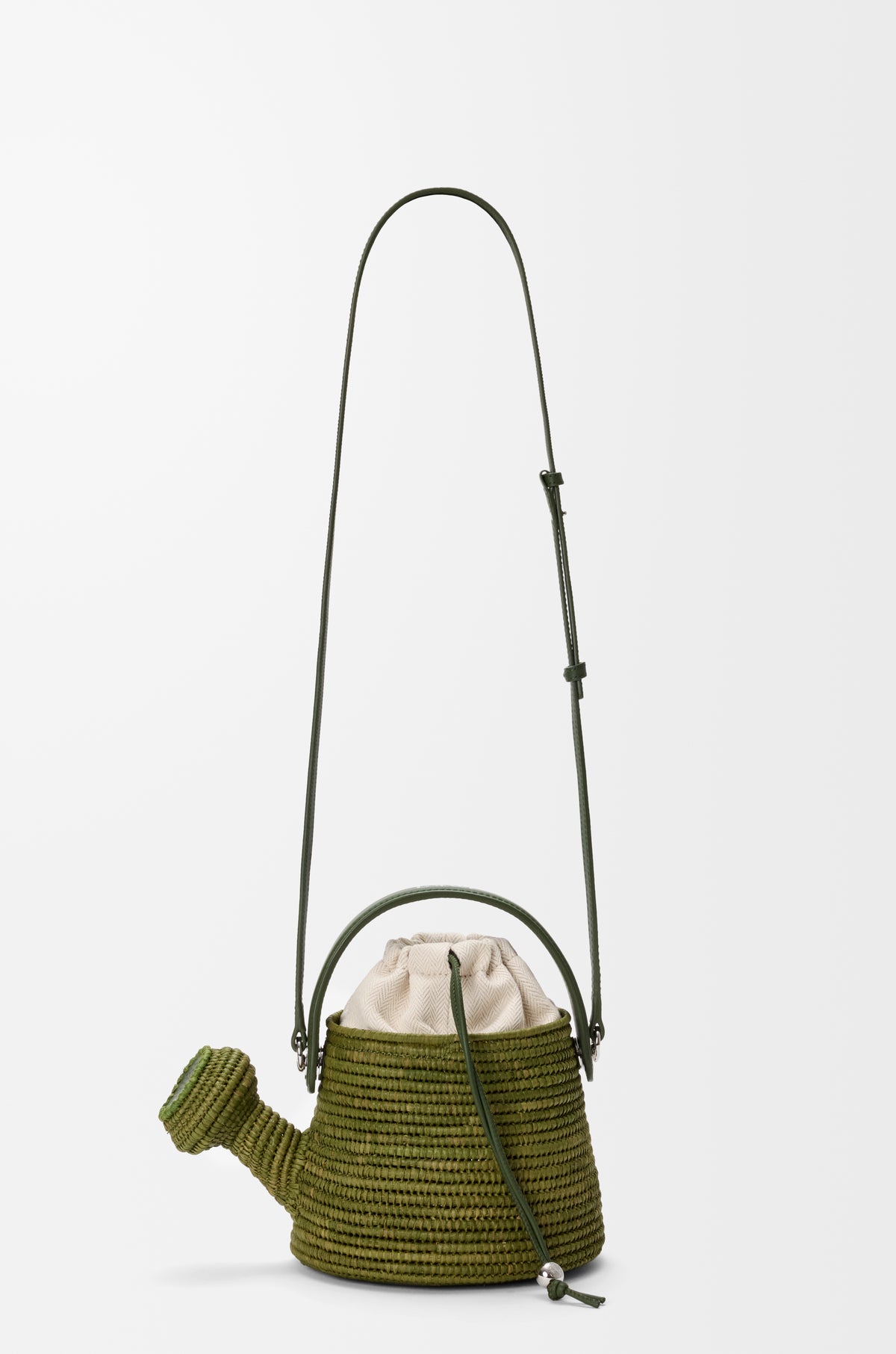 Loewe Watering Can bag in raffia and calfskin