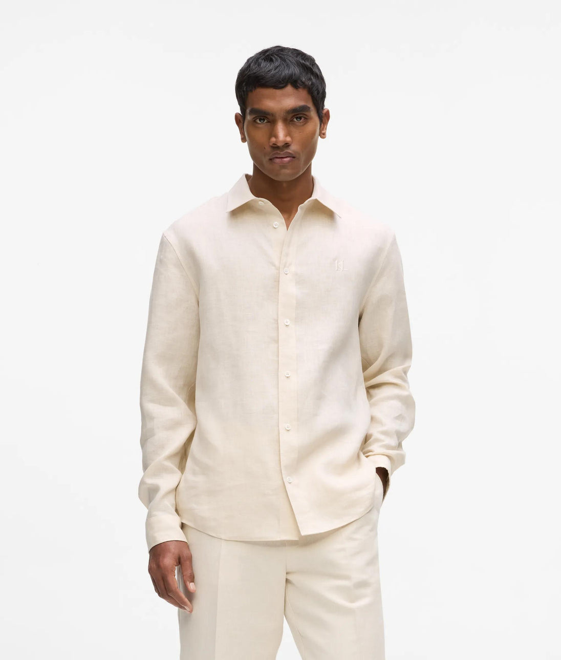 Karl Lagerfeld Linen Suit Pants Natural