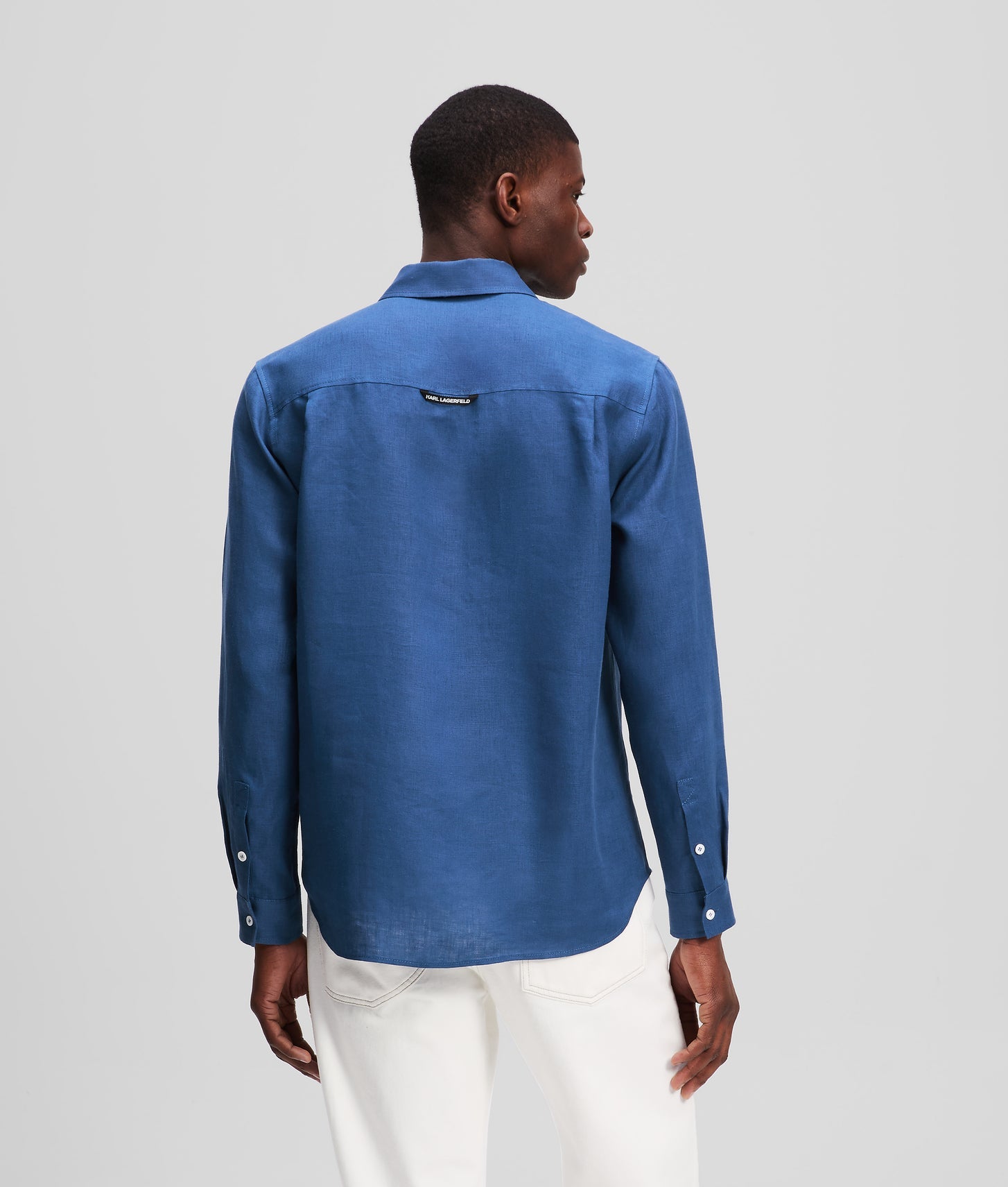 Karl Lagerfeld Monogram Linen Shirt Twilight Blue