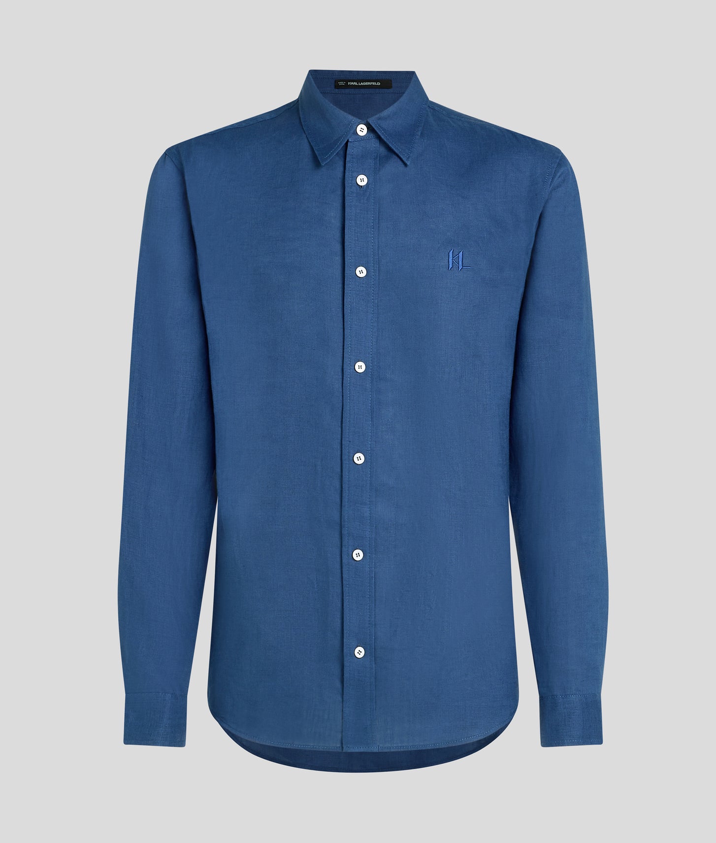 Karl Lagerfeld Monogram Linen Shirt Twilight Blue