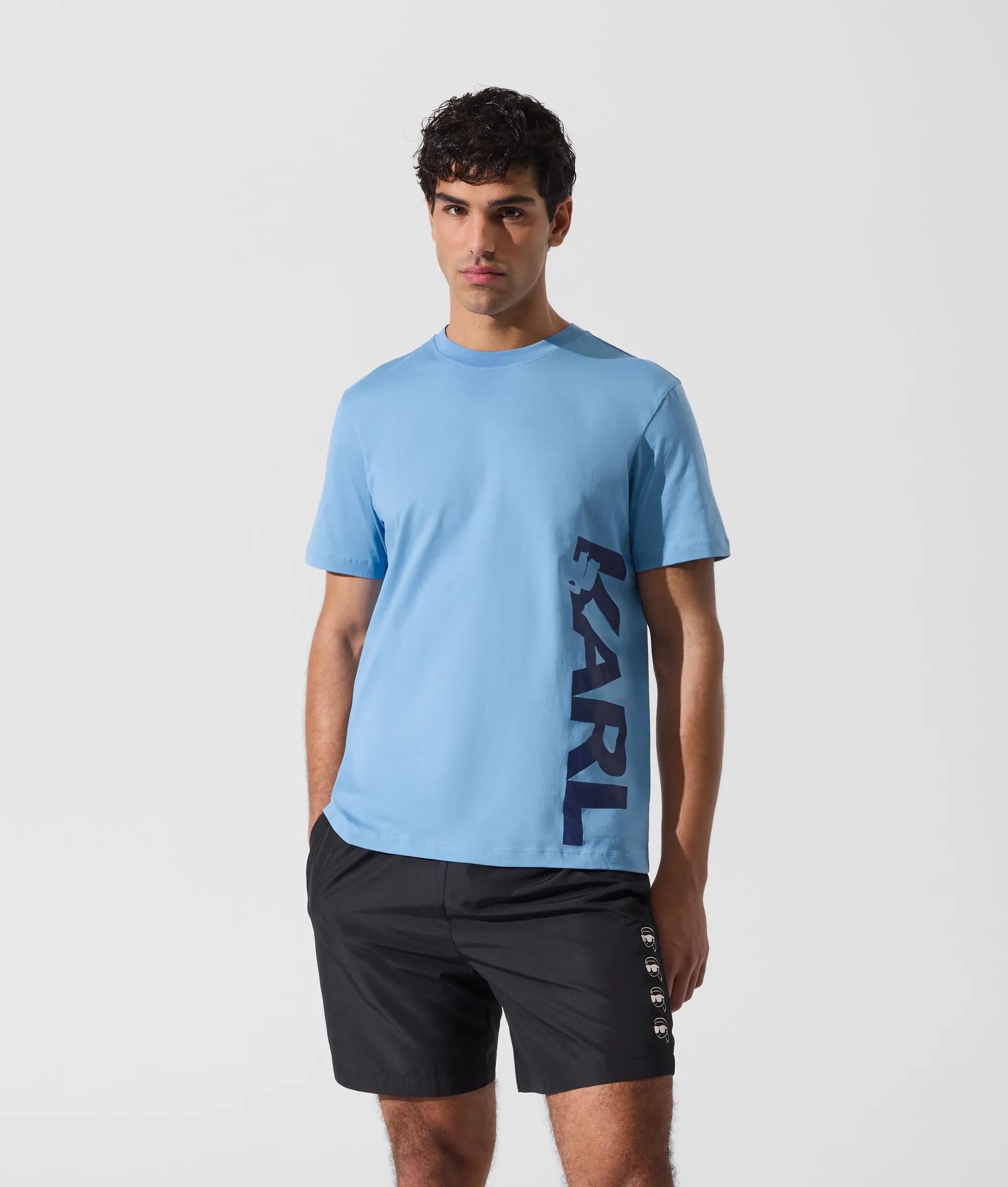 Karl Lagerfeld Logo Beach T-Shirt Silver Lake Blue
