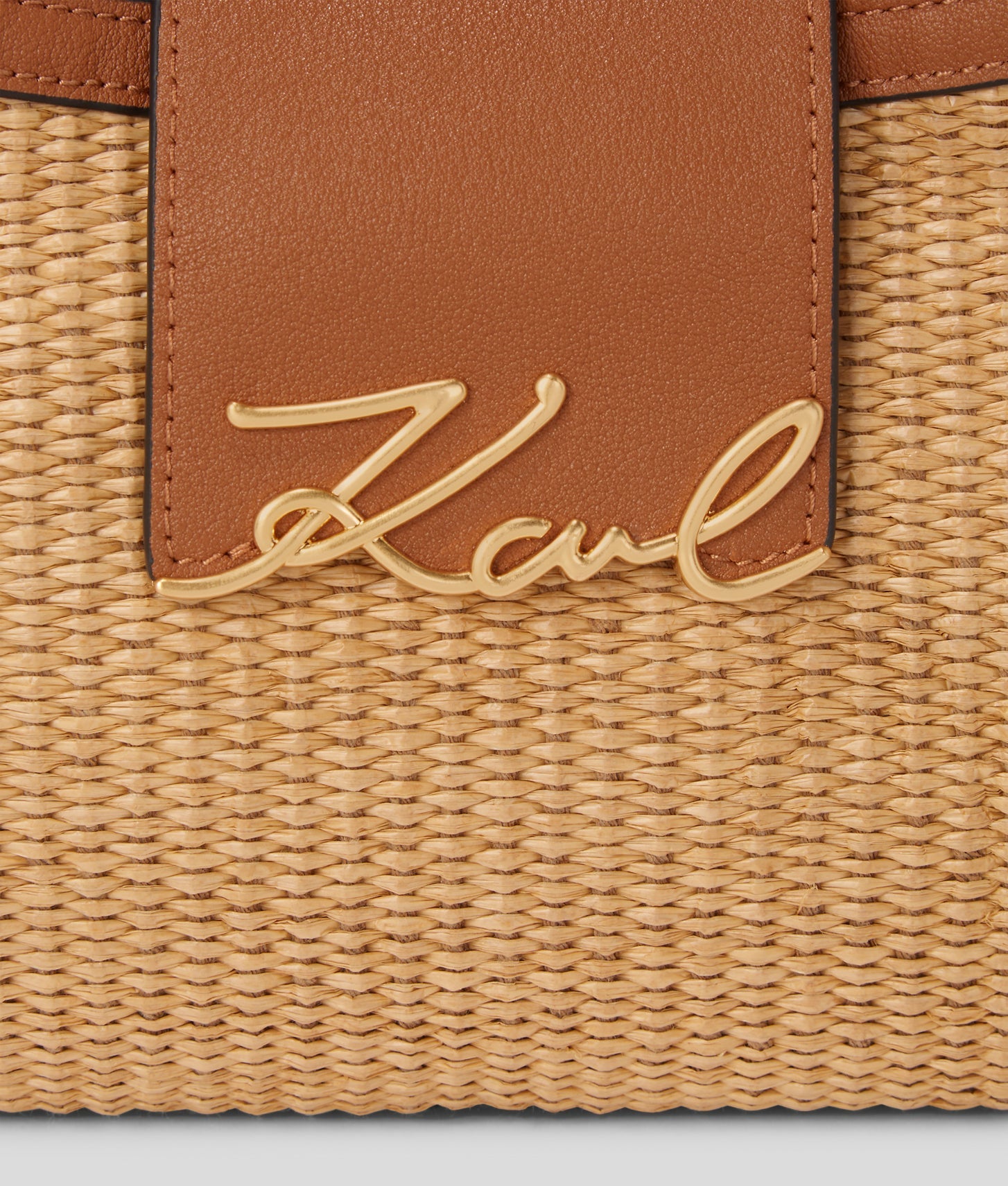 KarlLagerfeld Ksignature Small Woven Shoulder Bag Natural-Tan