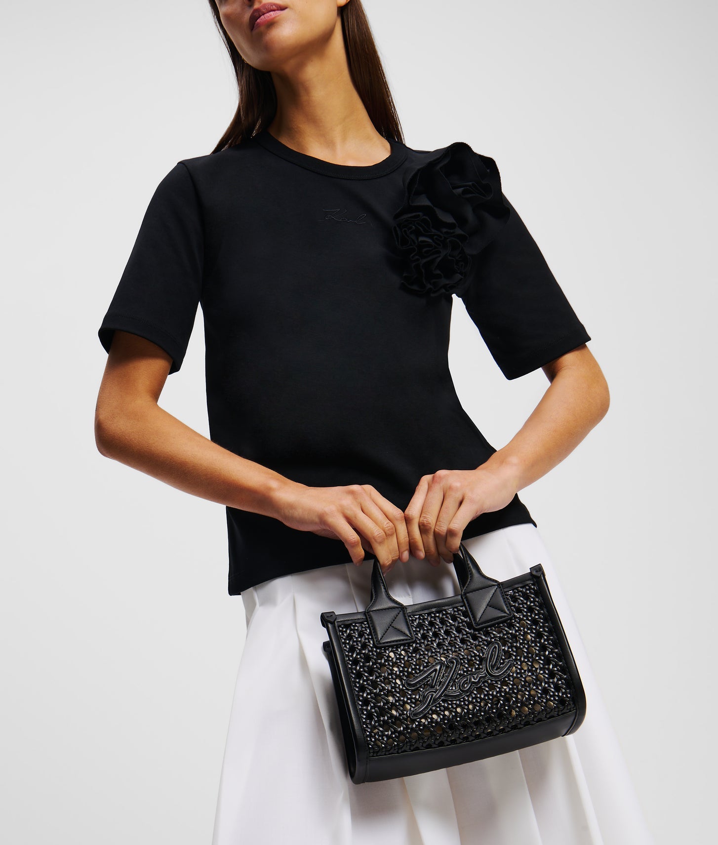 KarlLagerfeld Kskuare Small Tote Bag Black-Nickel