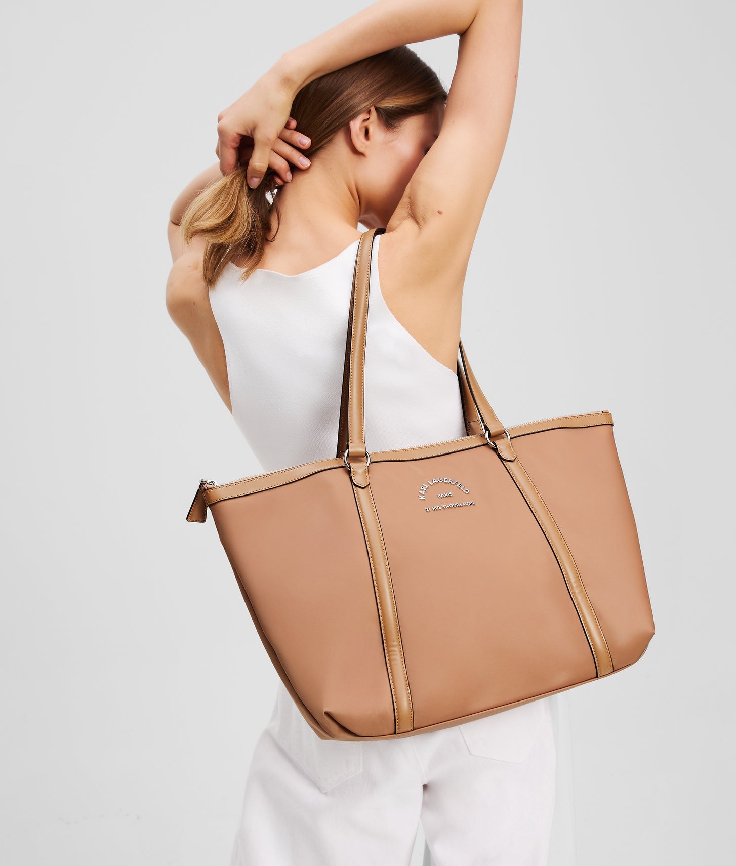 KarlLagerfeld Rue St-Guillaume Medium Tote Bag Clay