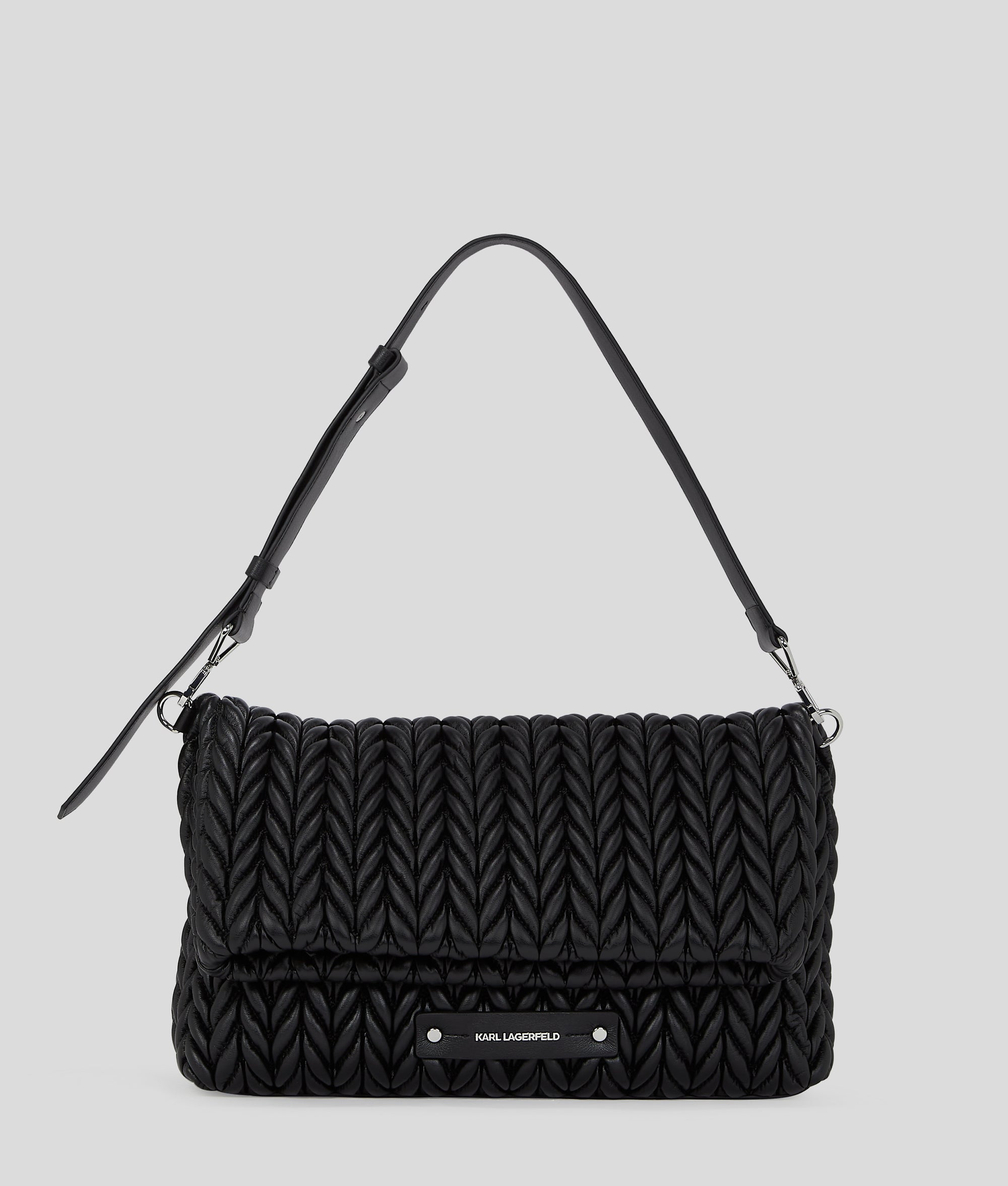 KarlLagerfeld Kweave Large Shoulder Bag Black-Nickel