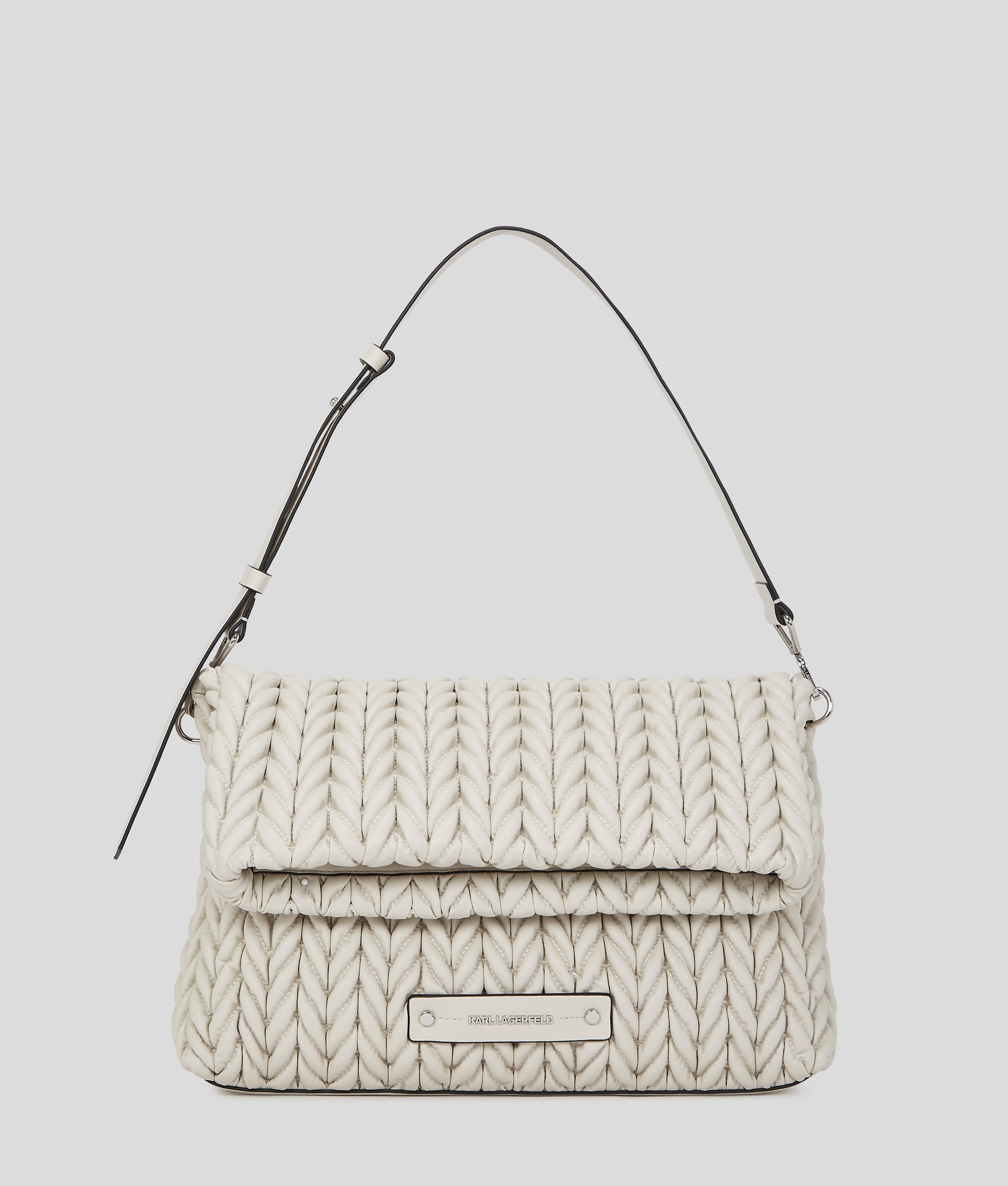 KarlLagerfeld Kweave Large Shoulder Bag Cement