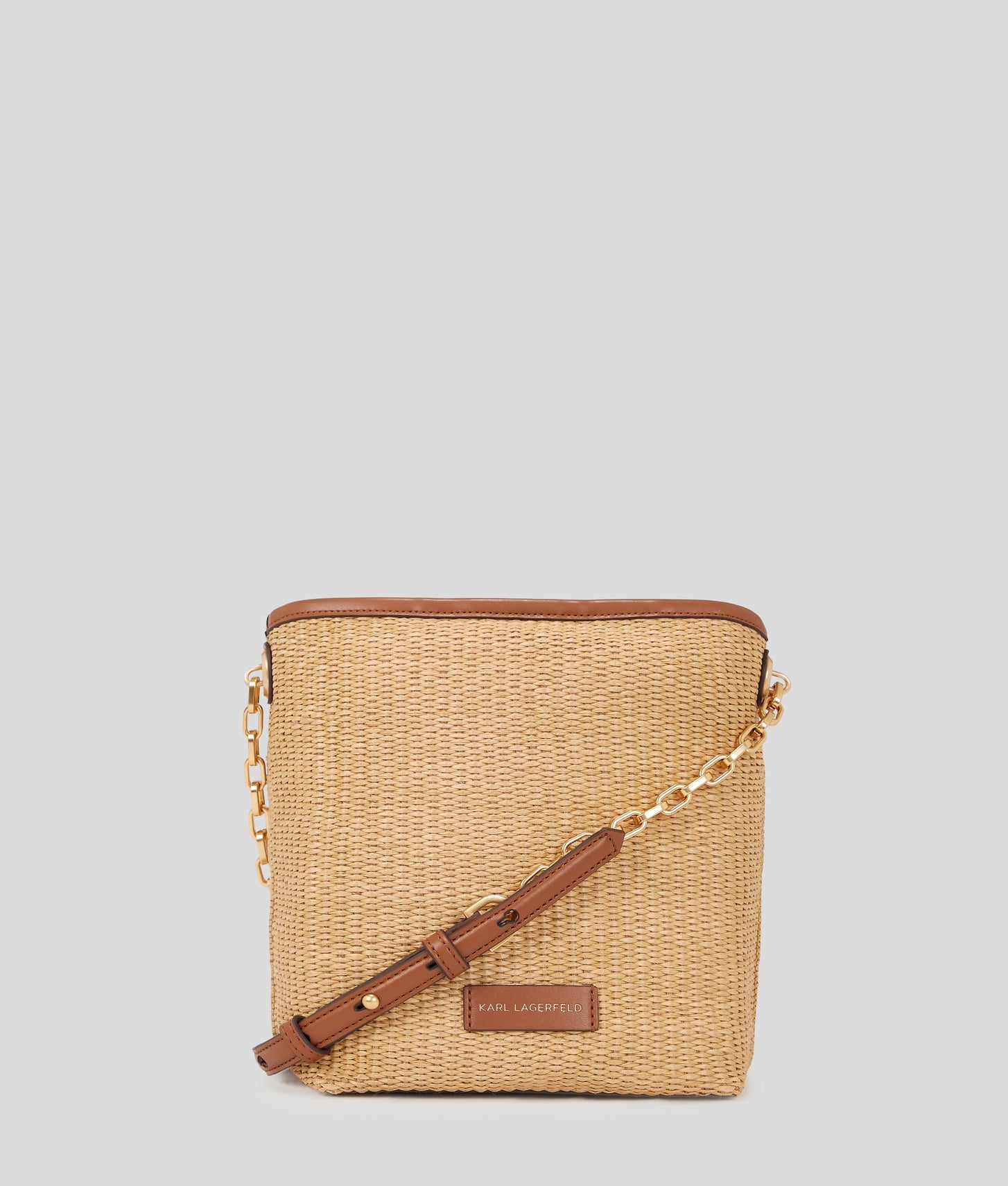 KarlLagerfeld Kautograph Woven Small Bucket Bag Natural-Tan