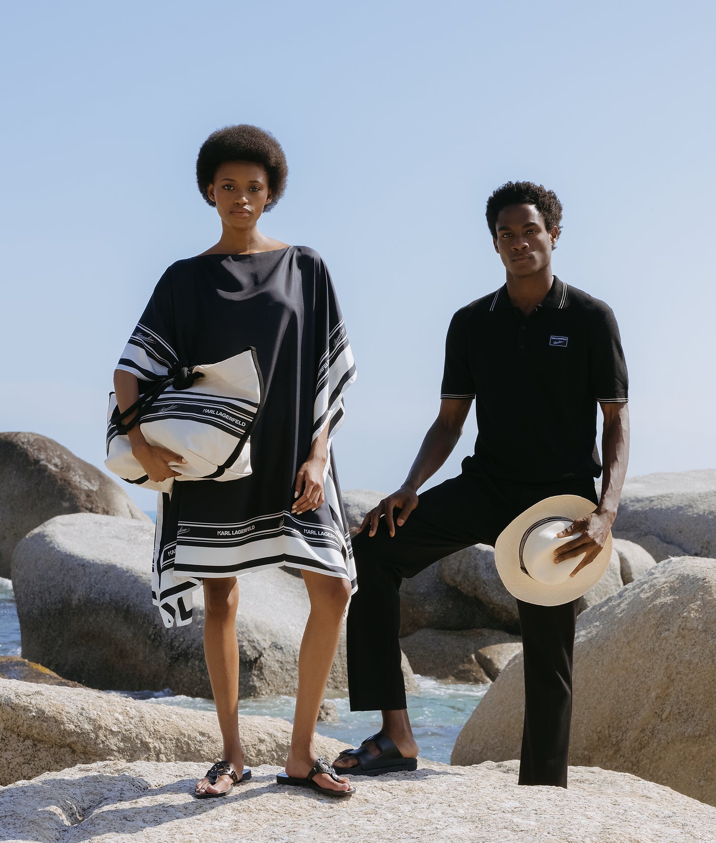 KarlLagerfeld Kl X Borsalino Beach Tote Bag Black/Natural