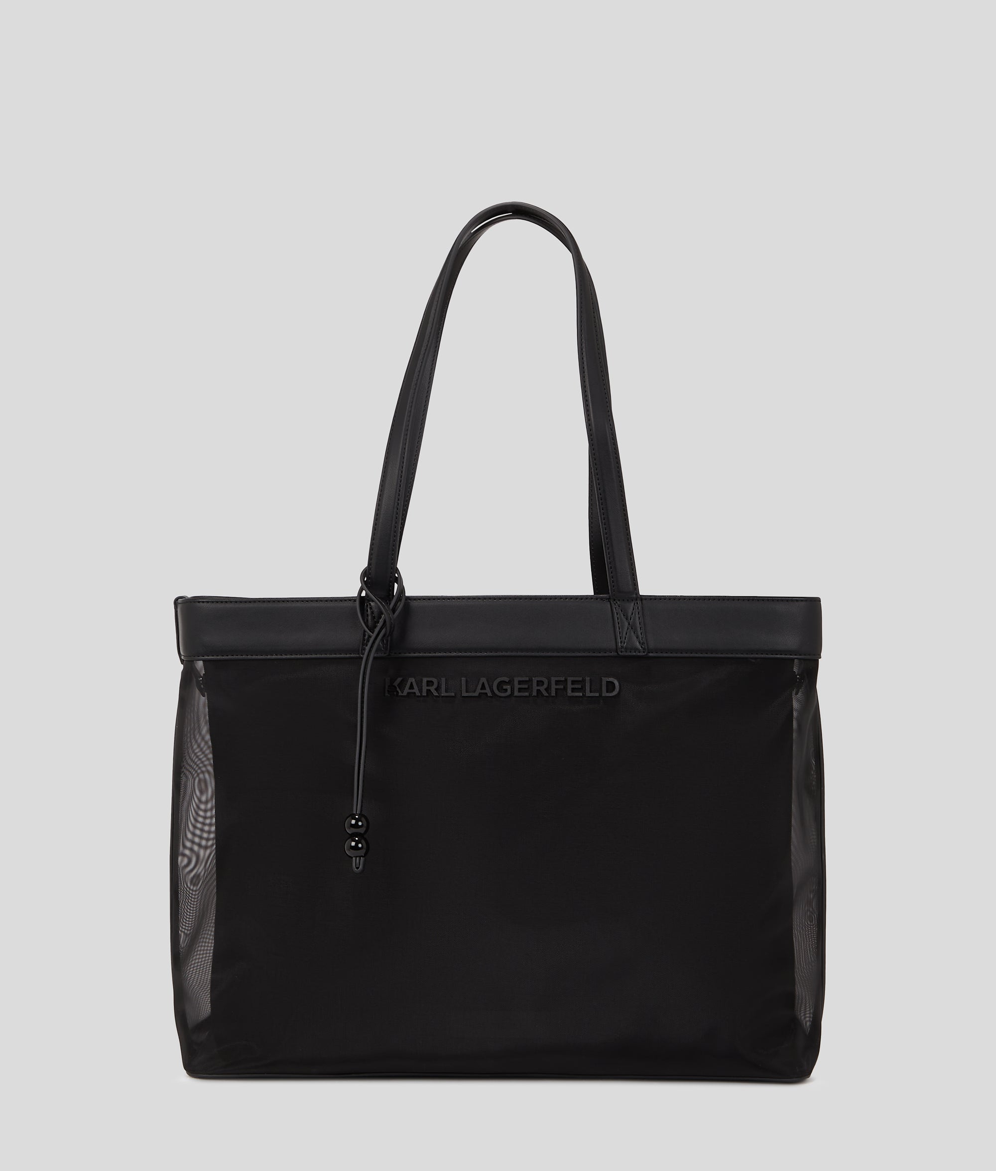 KarlLagerfeld Logo Mesh Beach Tote Bag Black