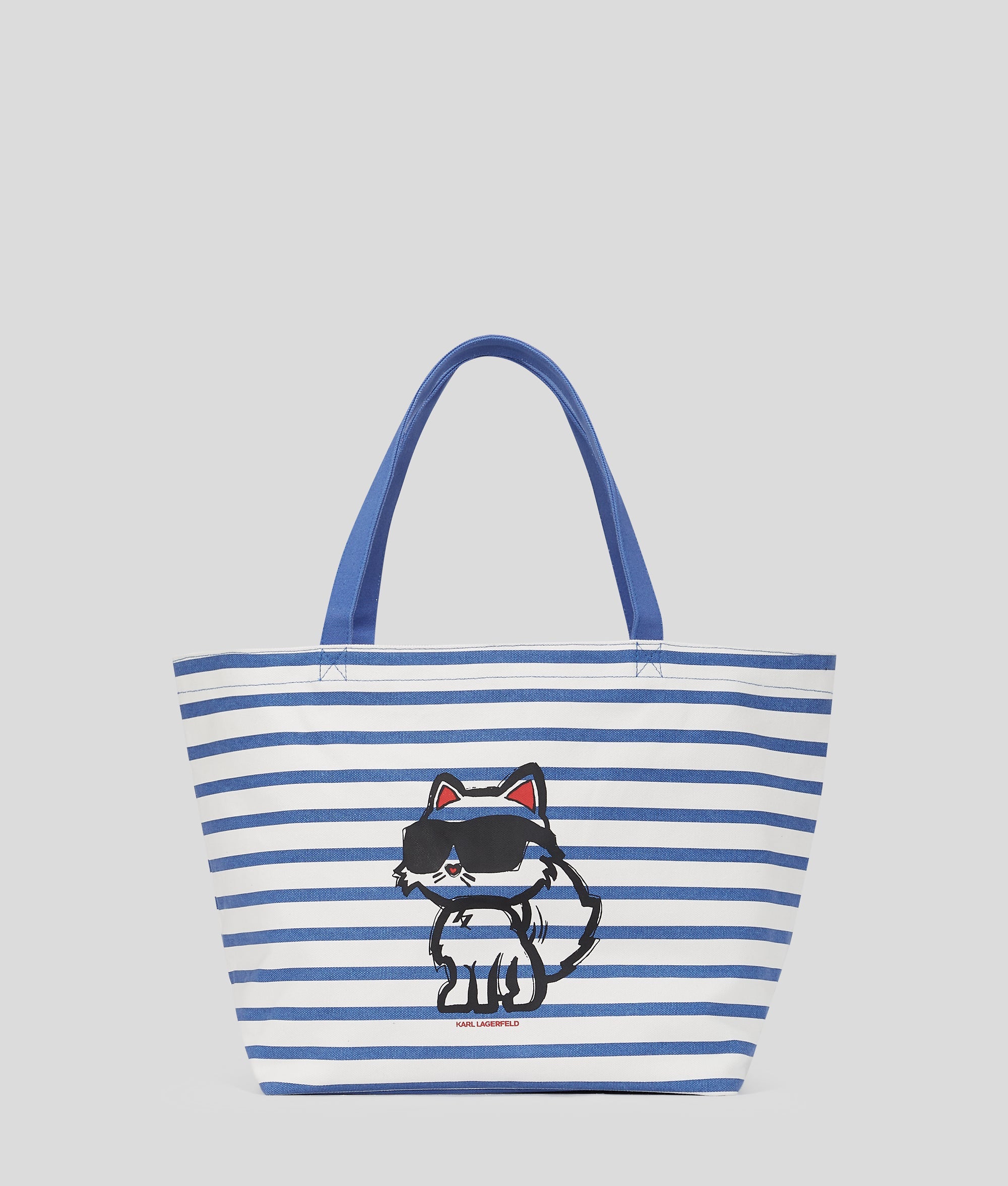 KarlLagerfeld Ikon Choupette Striped Shopper White And Blue Stripes