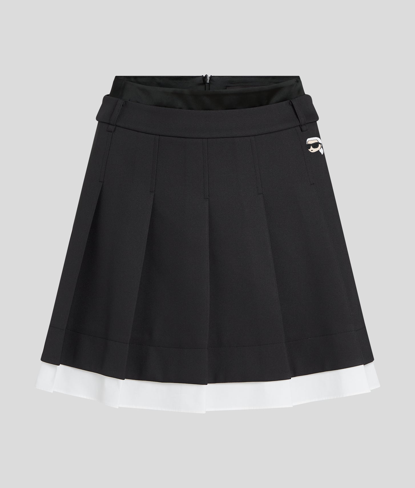 Karl Lagerfeld Ikon Pleated Mini Skirt Black/White