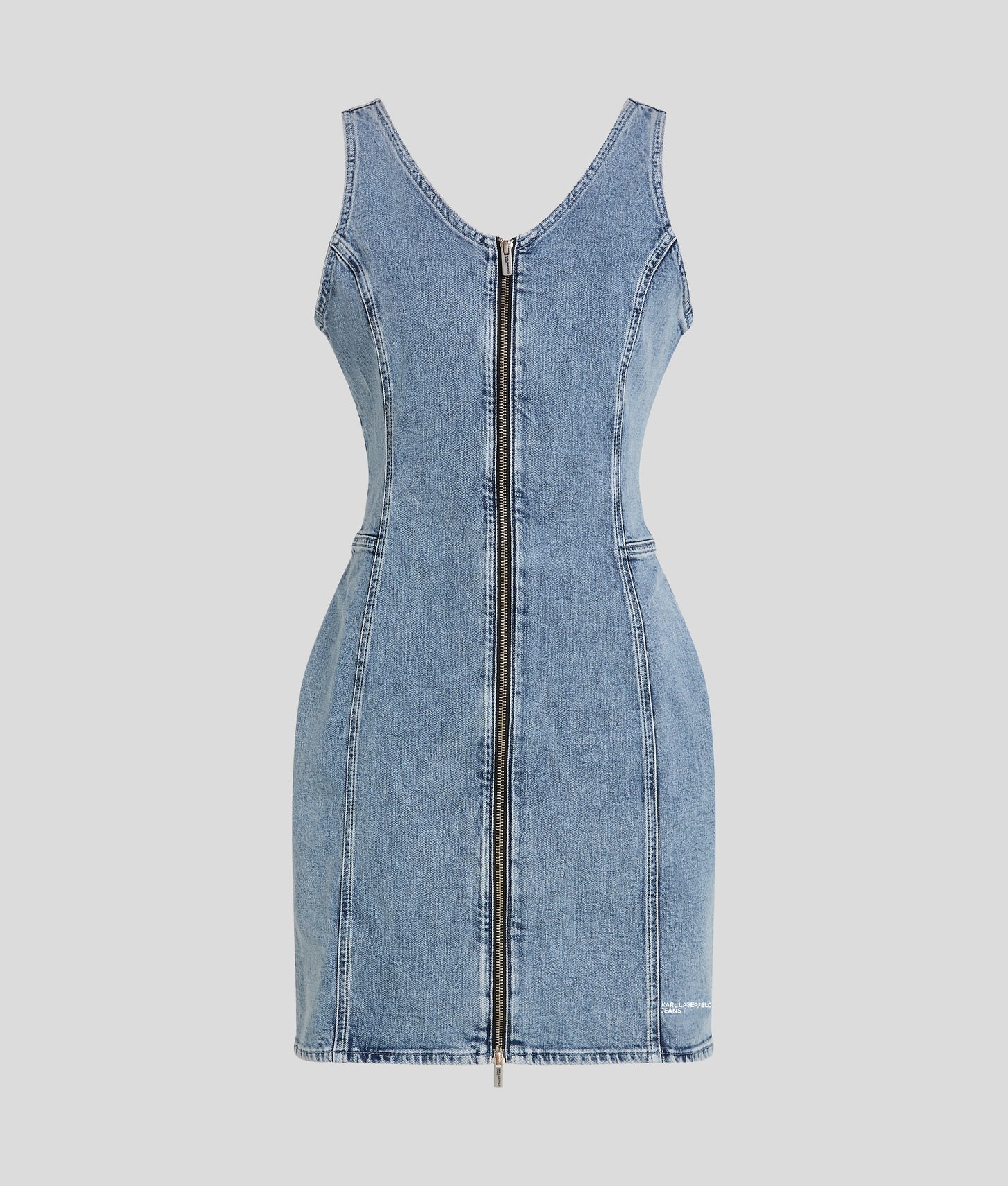 Karl Lagerfeld V-Neck Denim Dress Vintage Light Blue