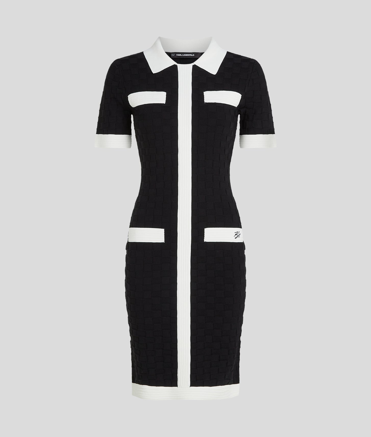 Karl Lagerfeld Contrast Piping Polo Dress Black