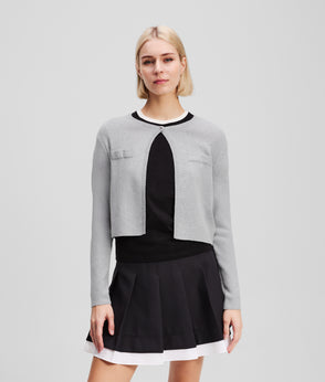 Karl Lagerfeld Ikon Pleated Mini Skirt Black/White