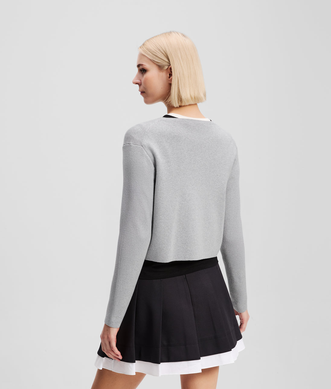 Karl Lagerfeld Ikon Pleated Mini Skirt Black/White
