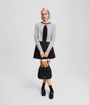 Karl Lagerfeld Ikon Pleated Mini Skirt Black/White