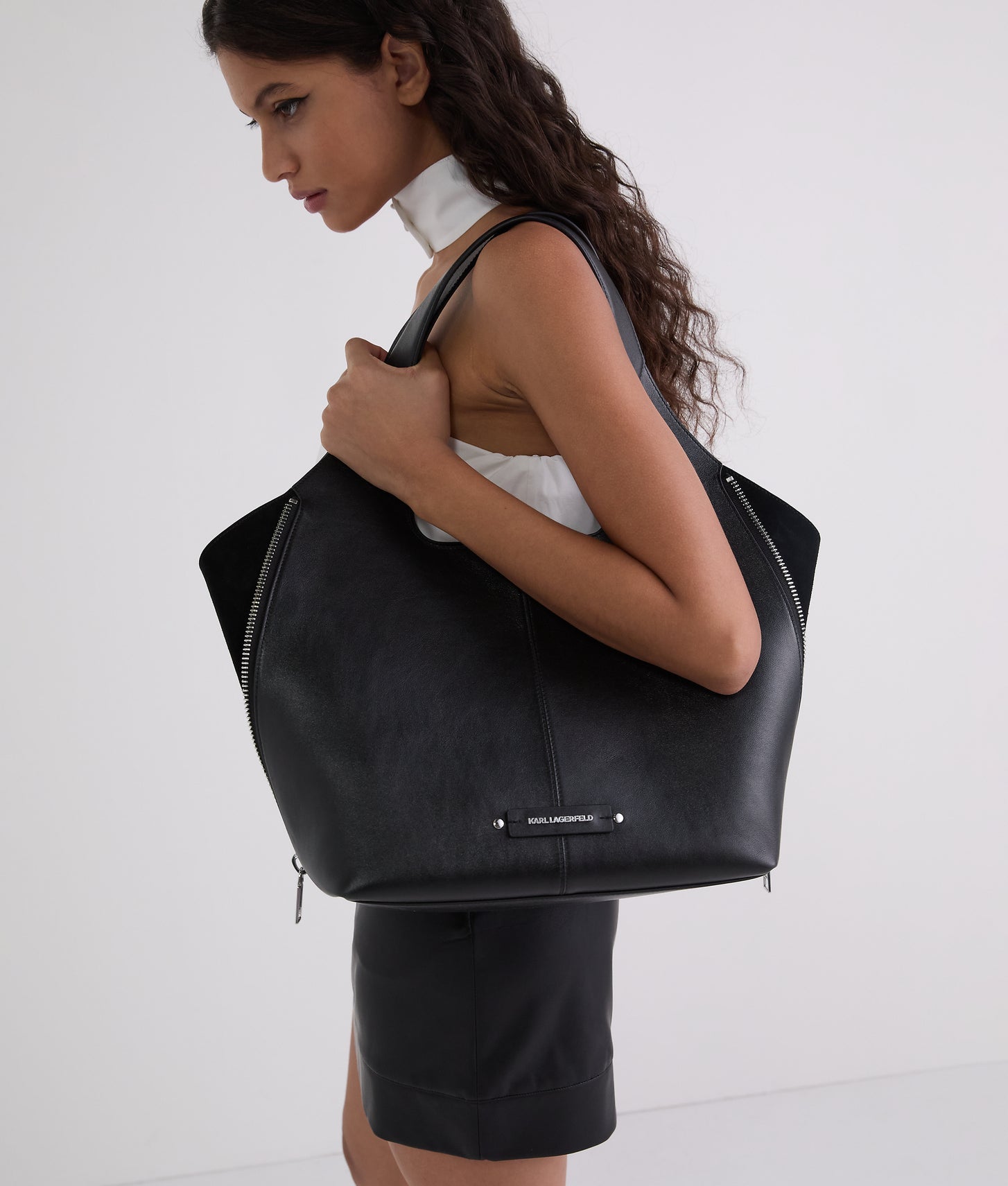 KarlLagerfeld Khardware Medium Tote Bag Black-Nickel