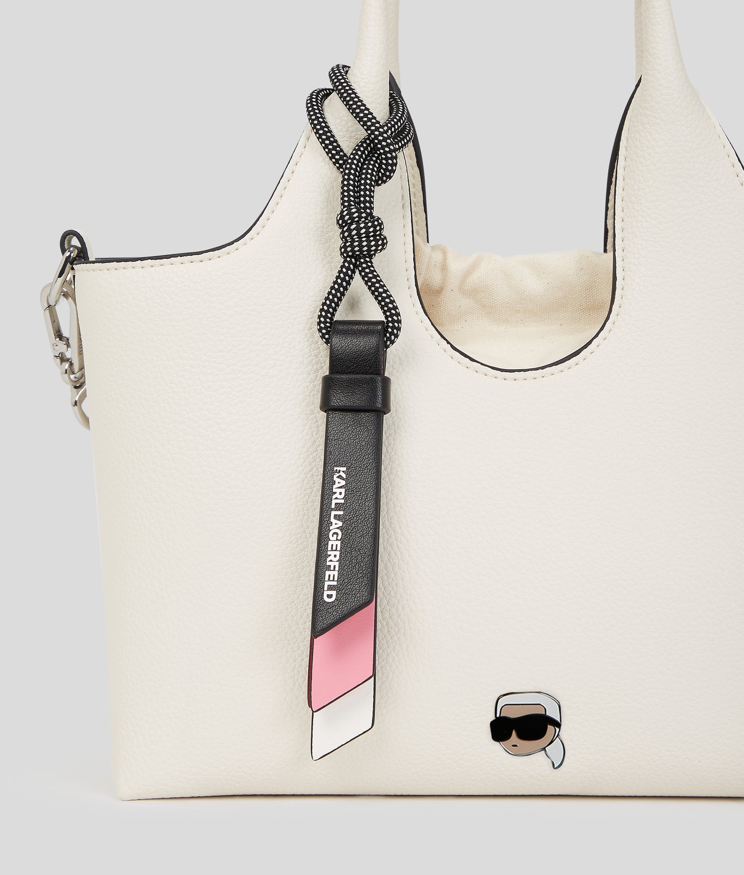 KarlLagerfeld Ikon Small Grainy Tote Bag Off White