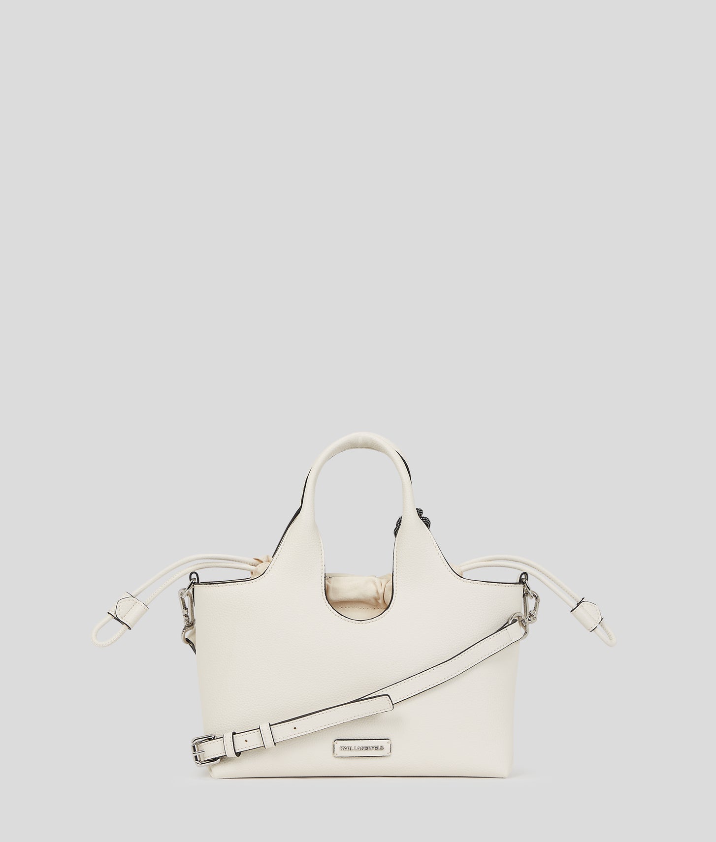 KarlLagerfeld Ikon Small Grainy Tote Bag Off White