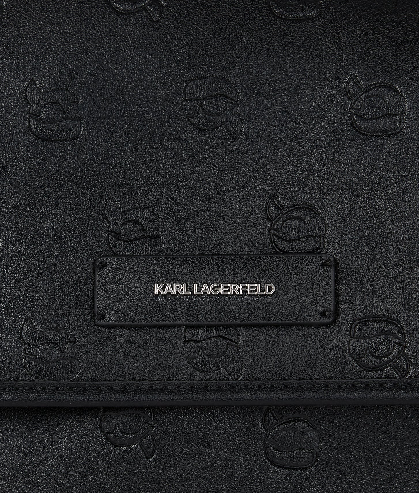 KarlLagerfeld Ikon Monogram Large Shoulder Bag All Over Print Tonal Black