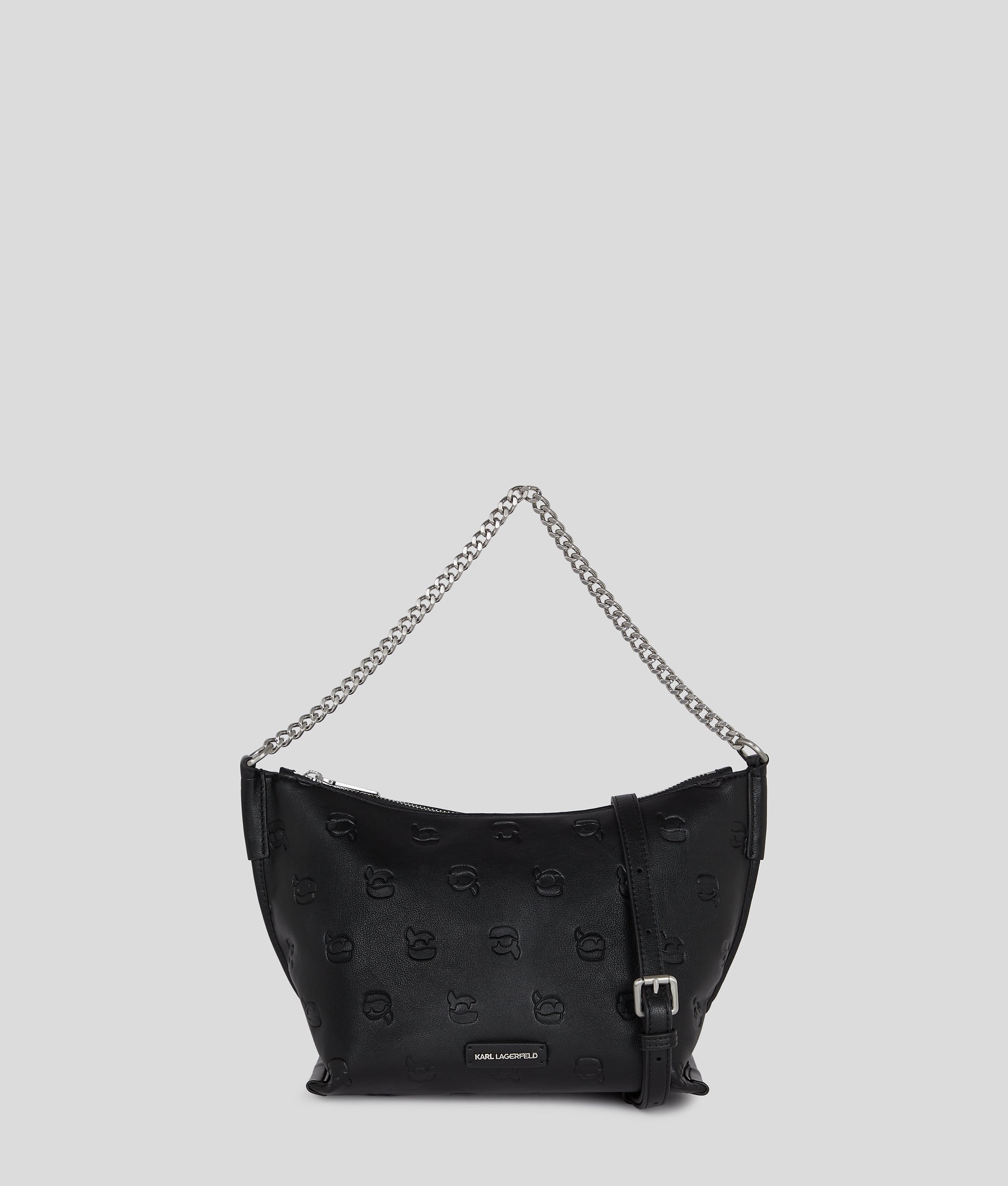 KarlLagerfeld Ikon Monogram Shoulder Bag All Over Print Tonal Black