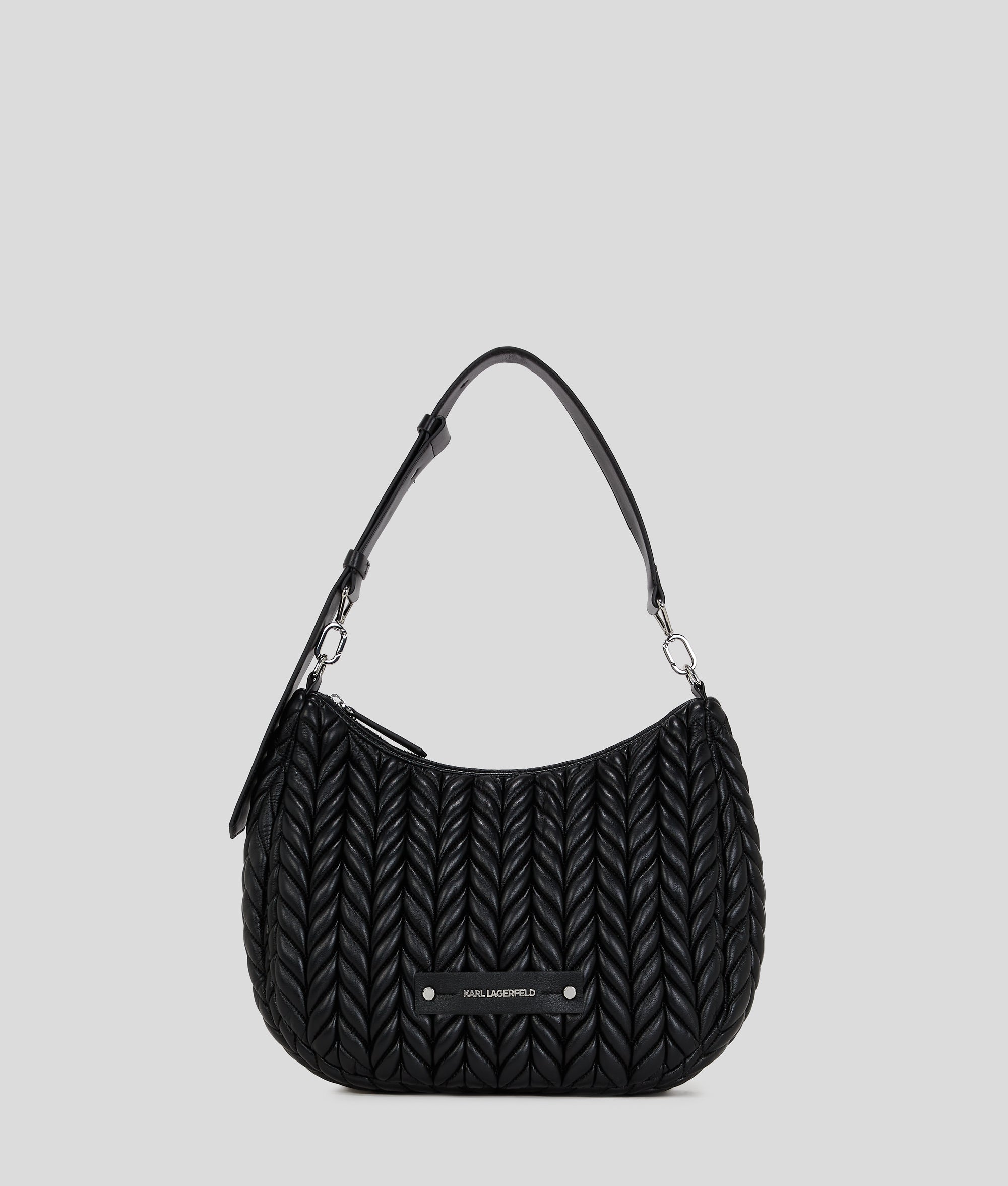 KarlLagerfeld Kweave Hobo Bag Black-Nickel