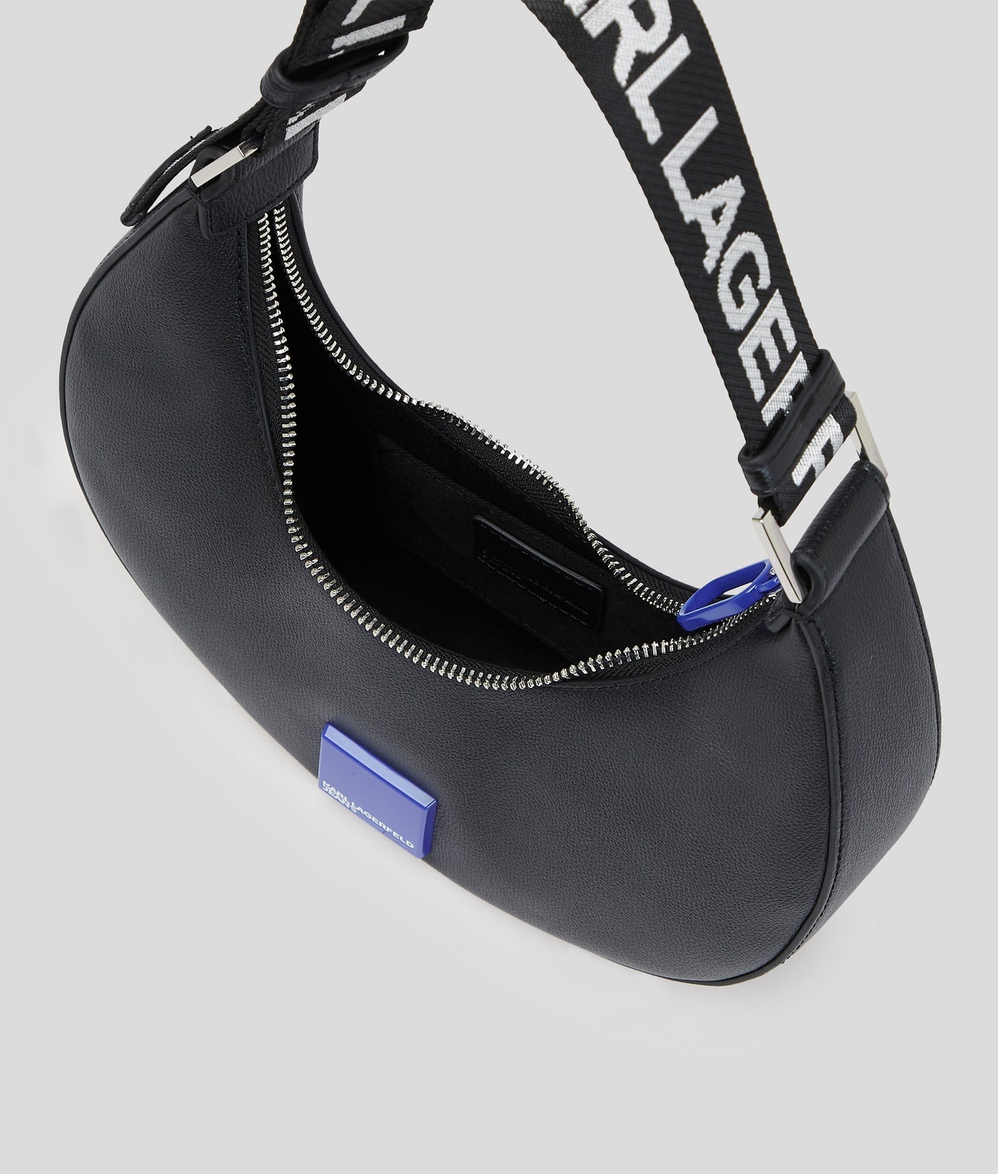 KarlLagerfeld Klj Box Logo Half-Moon Shoulder Bag Black