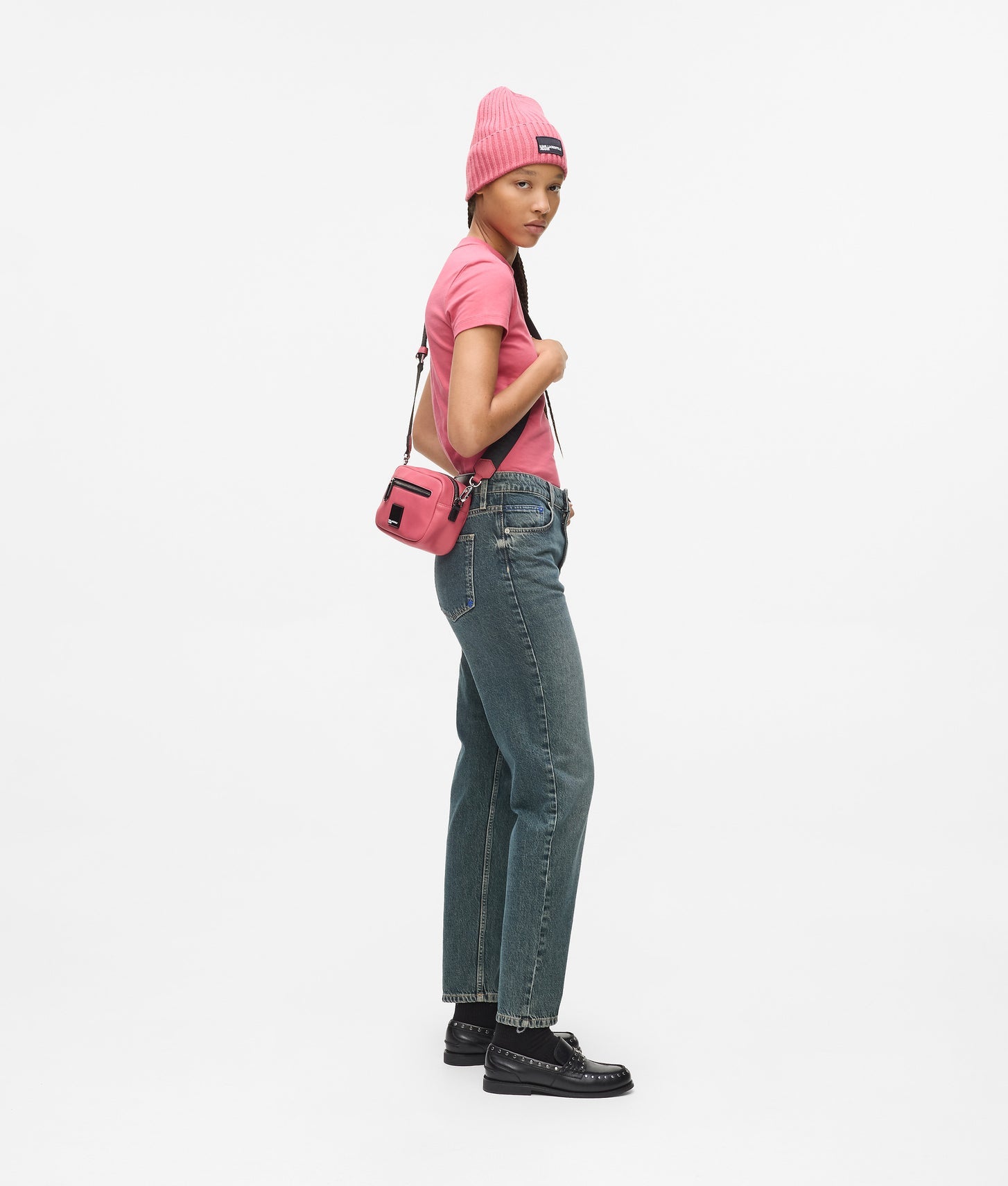 KarlLagerfeld Box Logo Crossbody Camera Bag Slate Rose