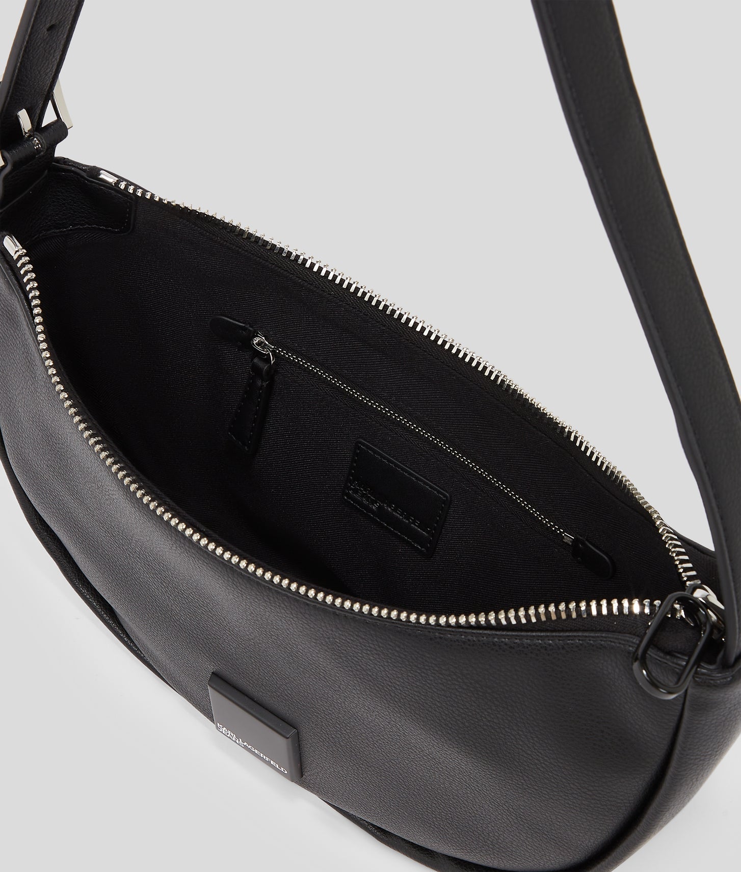 KarlLagerfeld Klj Box Logo Soft Half-Moon Shoulder Bag Black