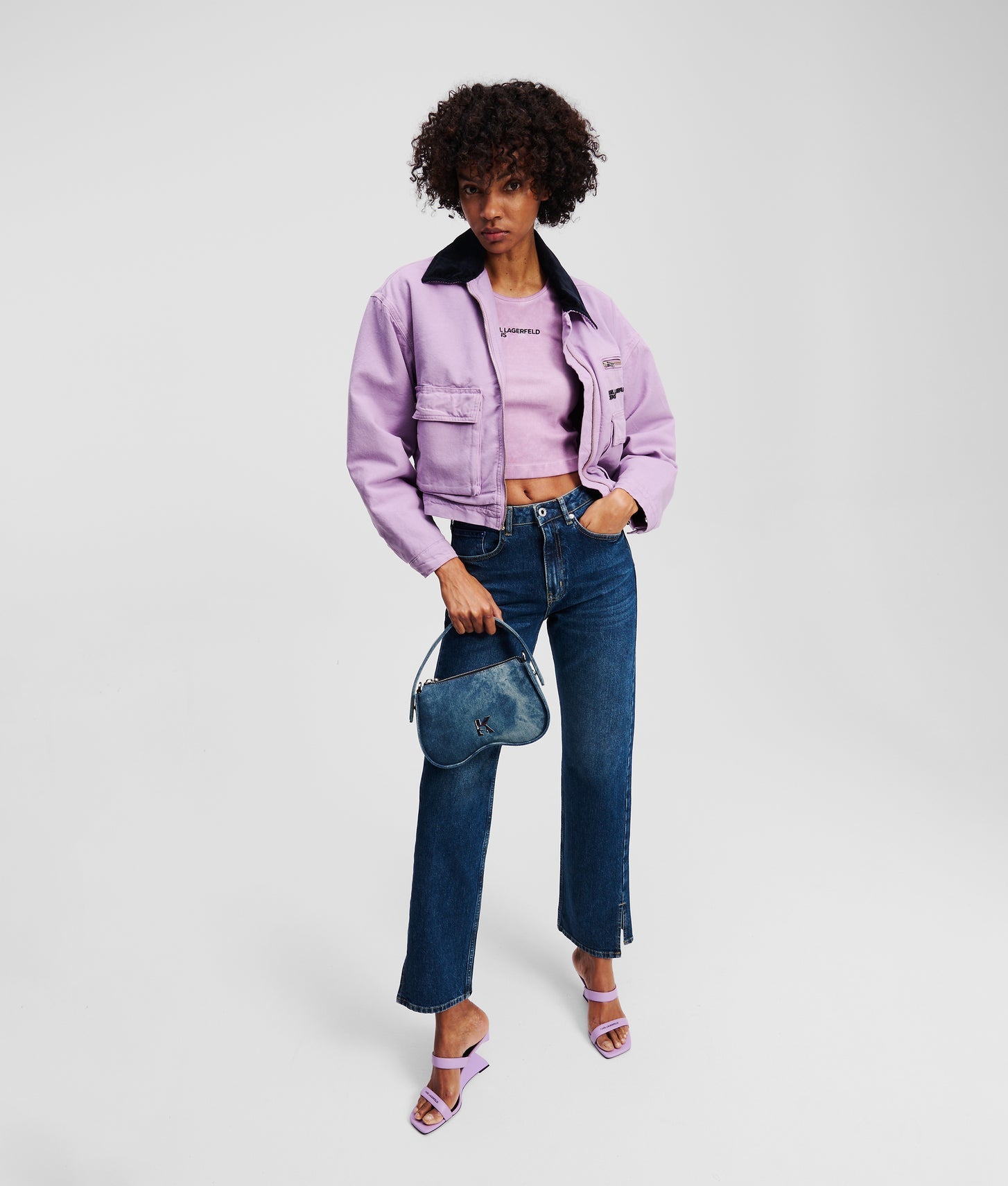 KarlLagerfeld Sunglasses Denim Top-Handle Bag Tinted Visual Washed Blue