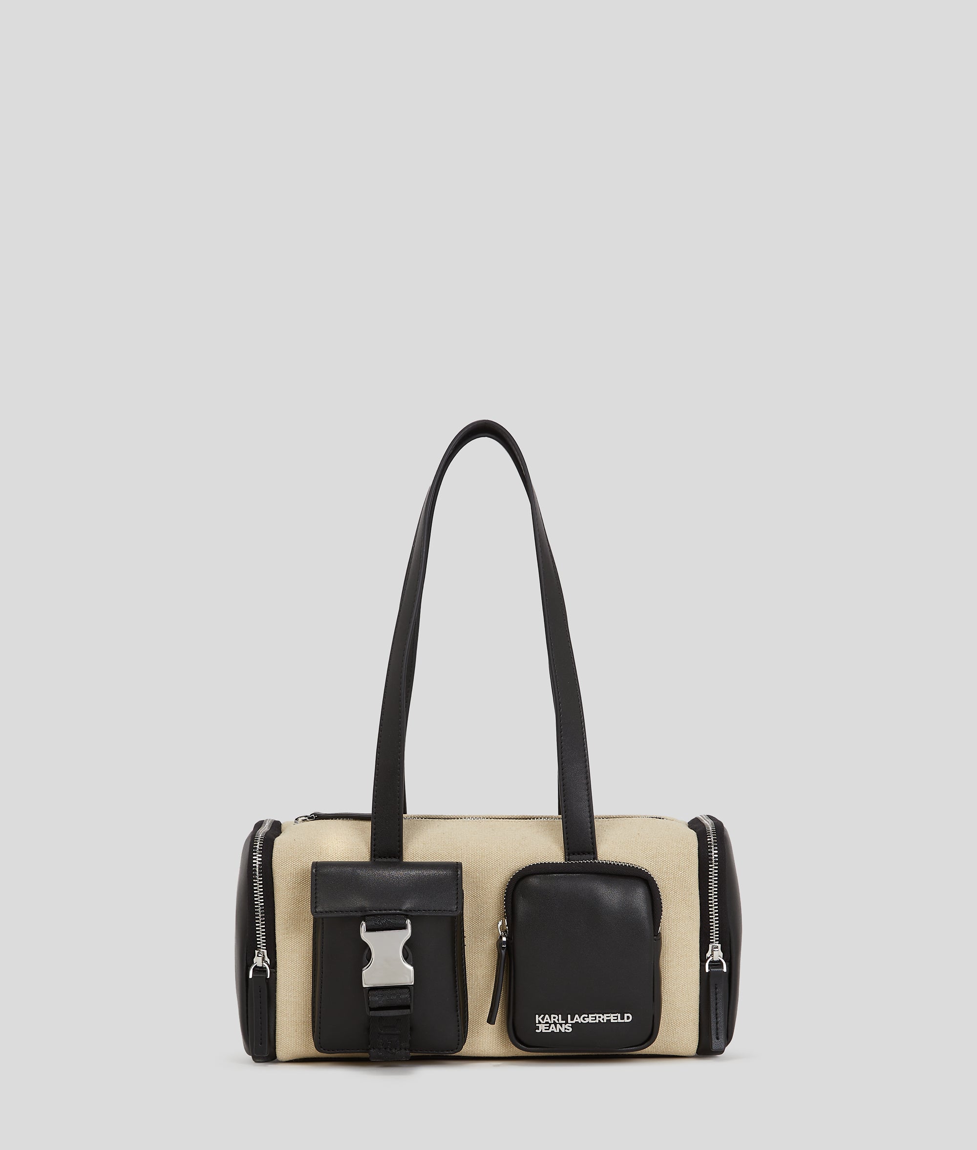 KarlLagerfeld Utility Canvas Shoulder Bag Beige/Black
