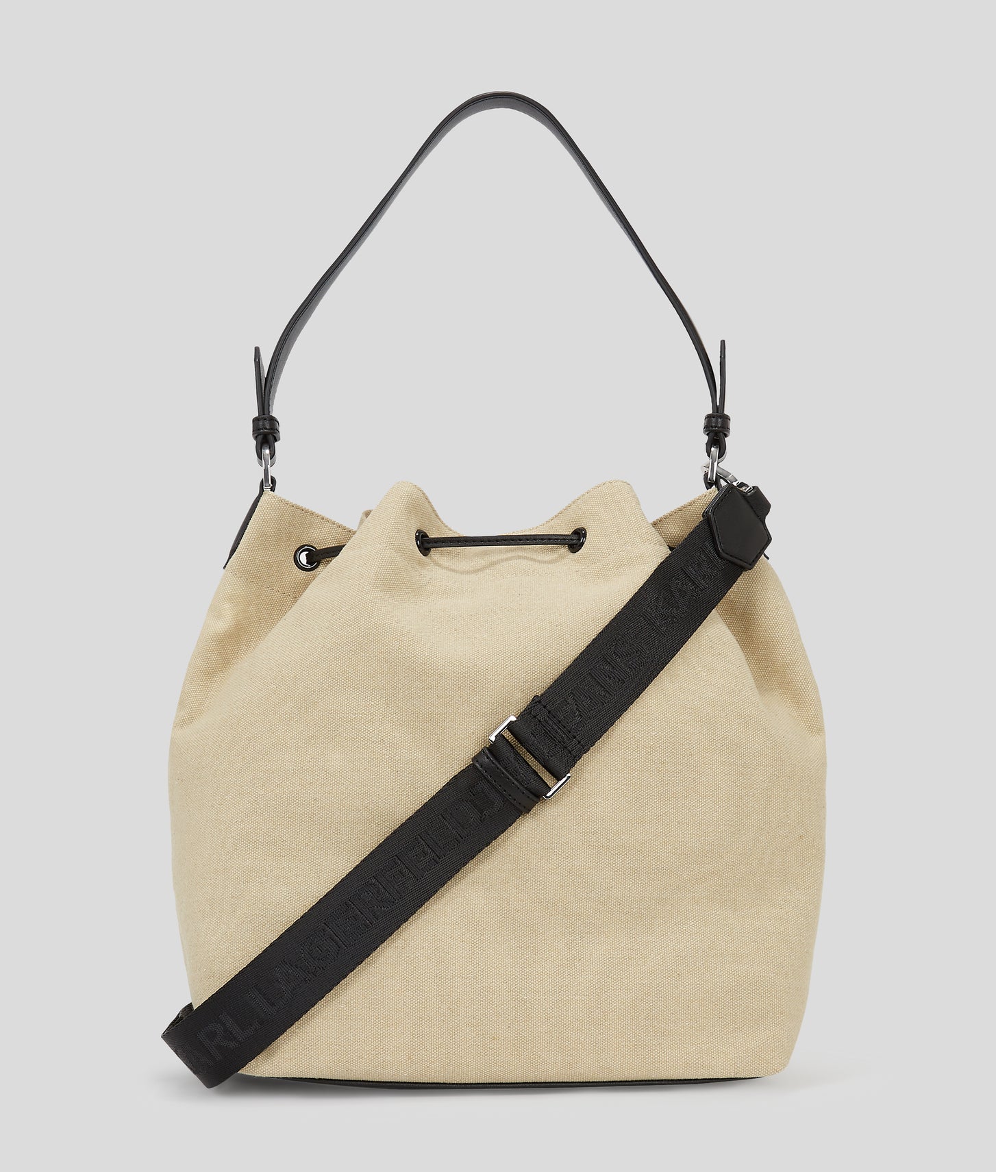 KarlLagerfeld Utility Canvas Bucket Bag Beige/Black