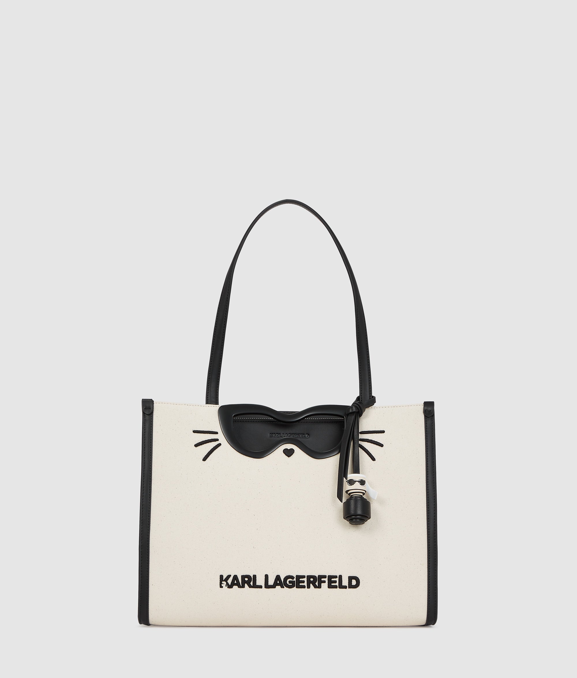 KarlLagerfeld Ikon Choupette Canvas Tote Bag Natural