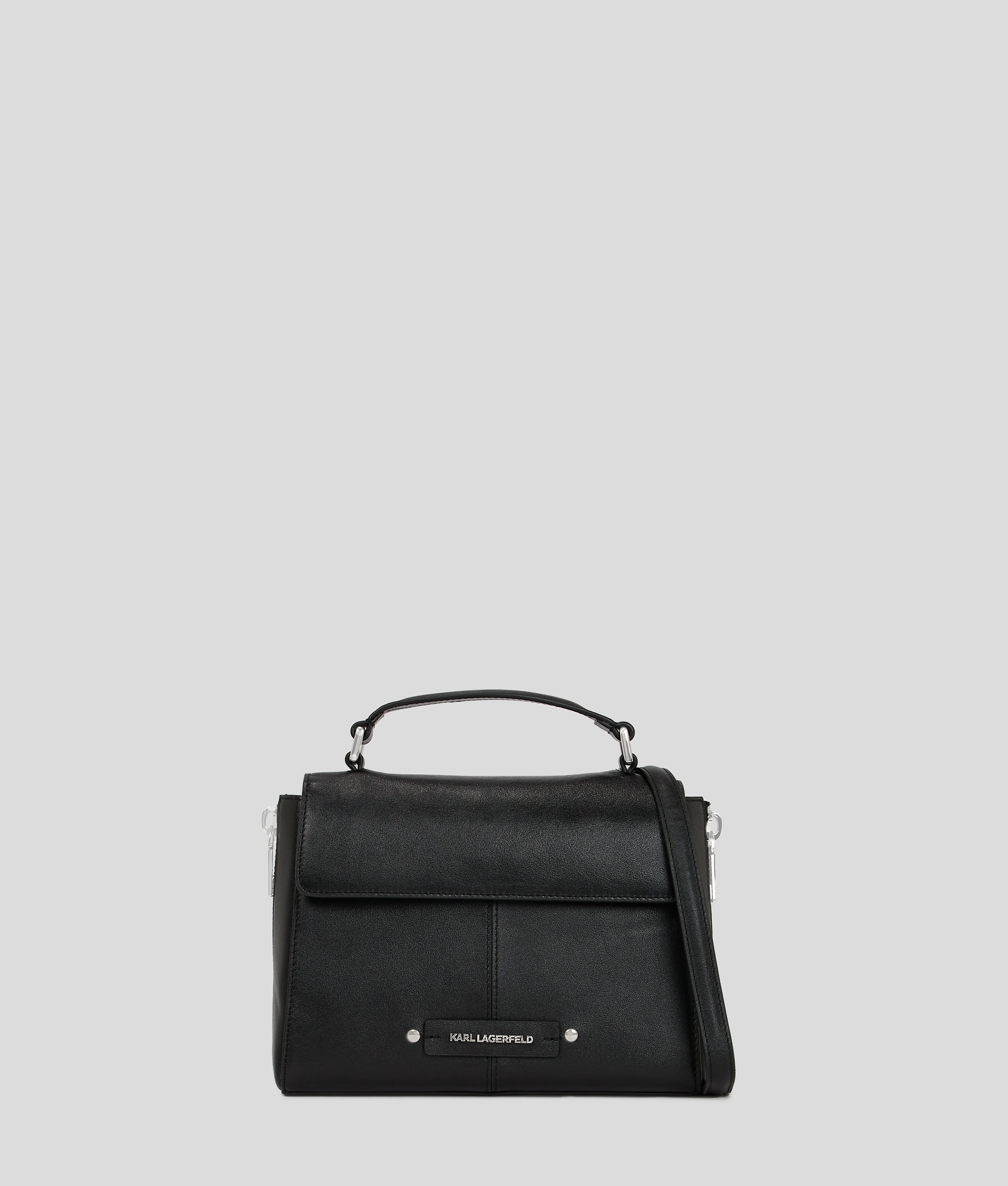 KarlLagerfeld Khardware Small Top Handle Bag Black-Nickel