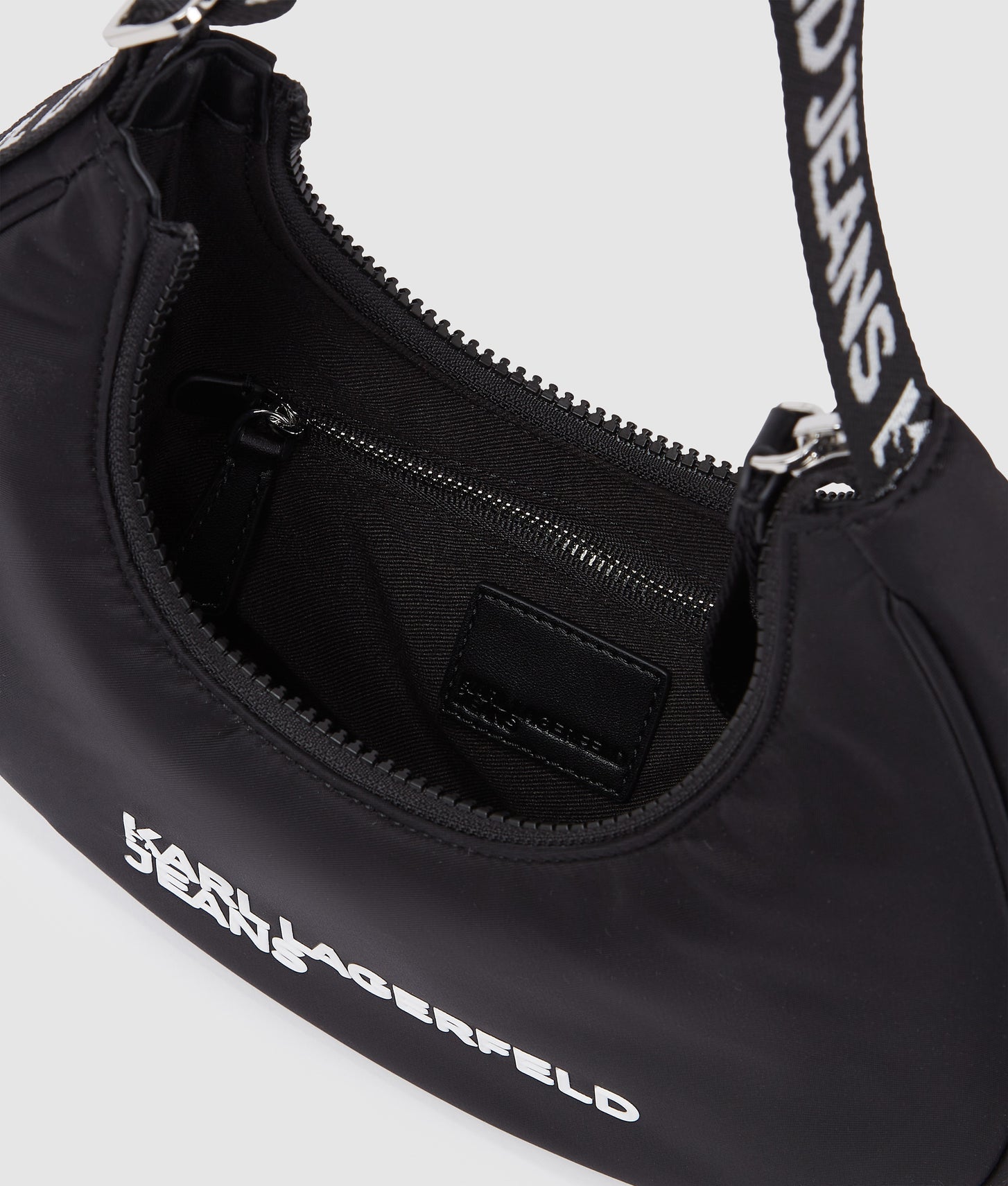 KarlLagerfeld Logo Nylon Moon Shoulder Bag Black