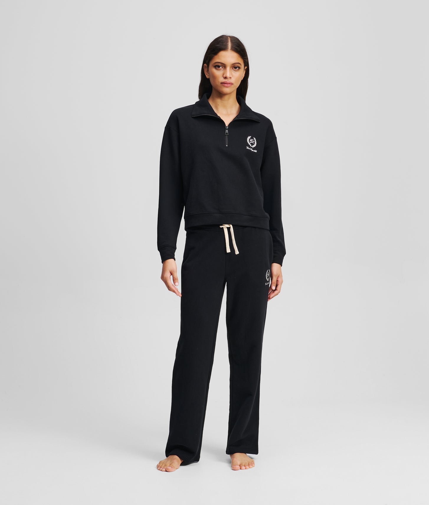 Karl Lagerfeld Hotel Karl Loungewear Half-Zip Sweatshirt Black