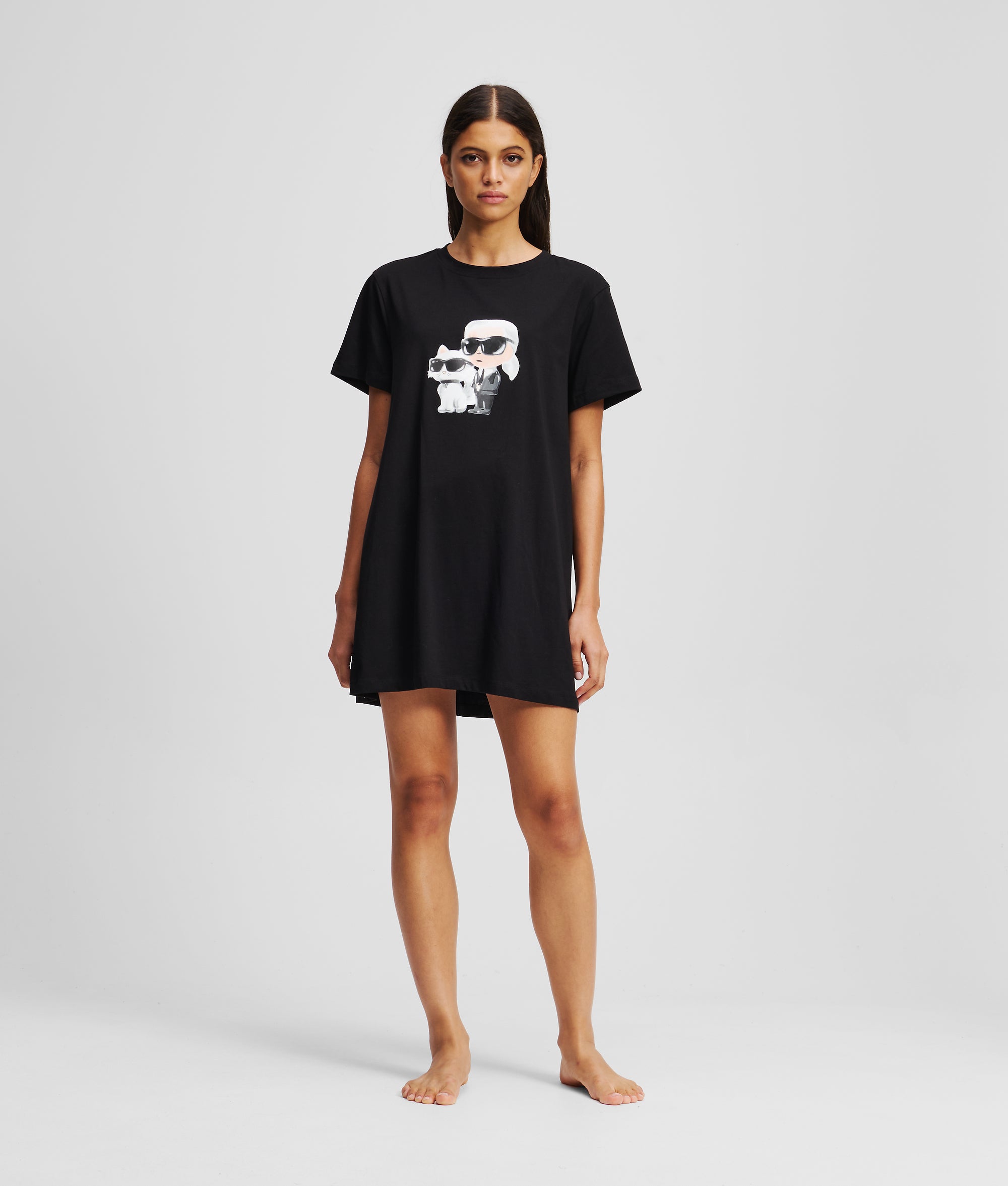 Karl Lagerfeld Ikon T-Shirt Pajama Dress Black
