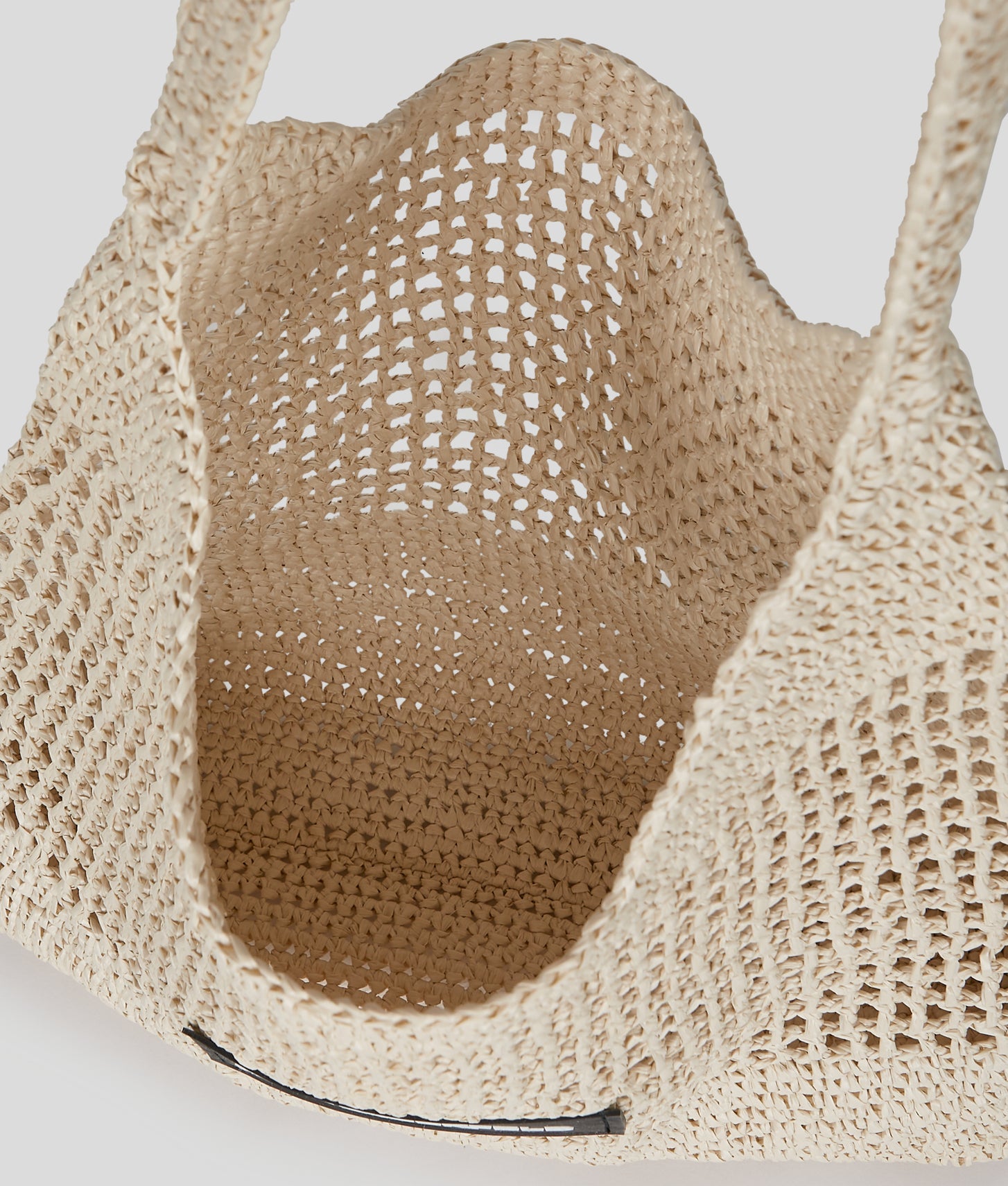 KarlLagerfeld Logo Crochet Beach Bag Natural