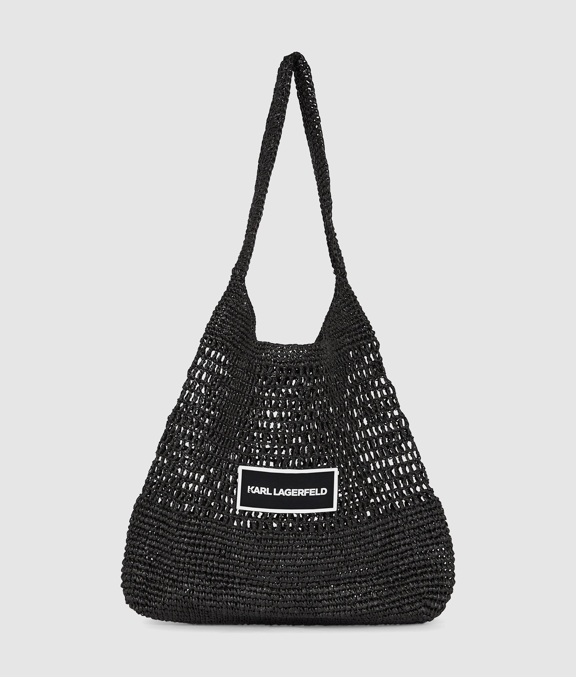 KarlLagerfeld Logo Crochet Beach Bag Black