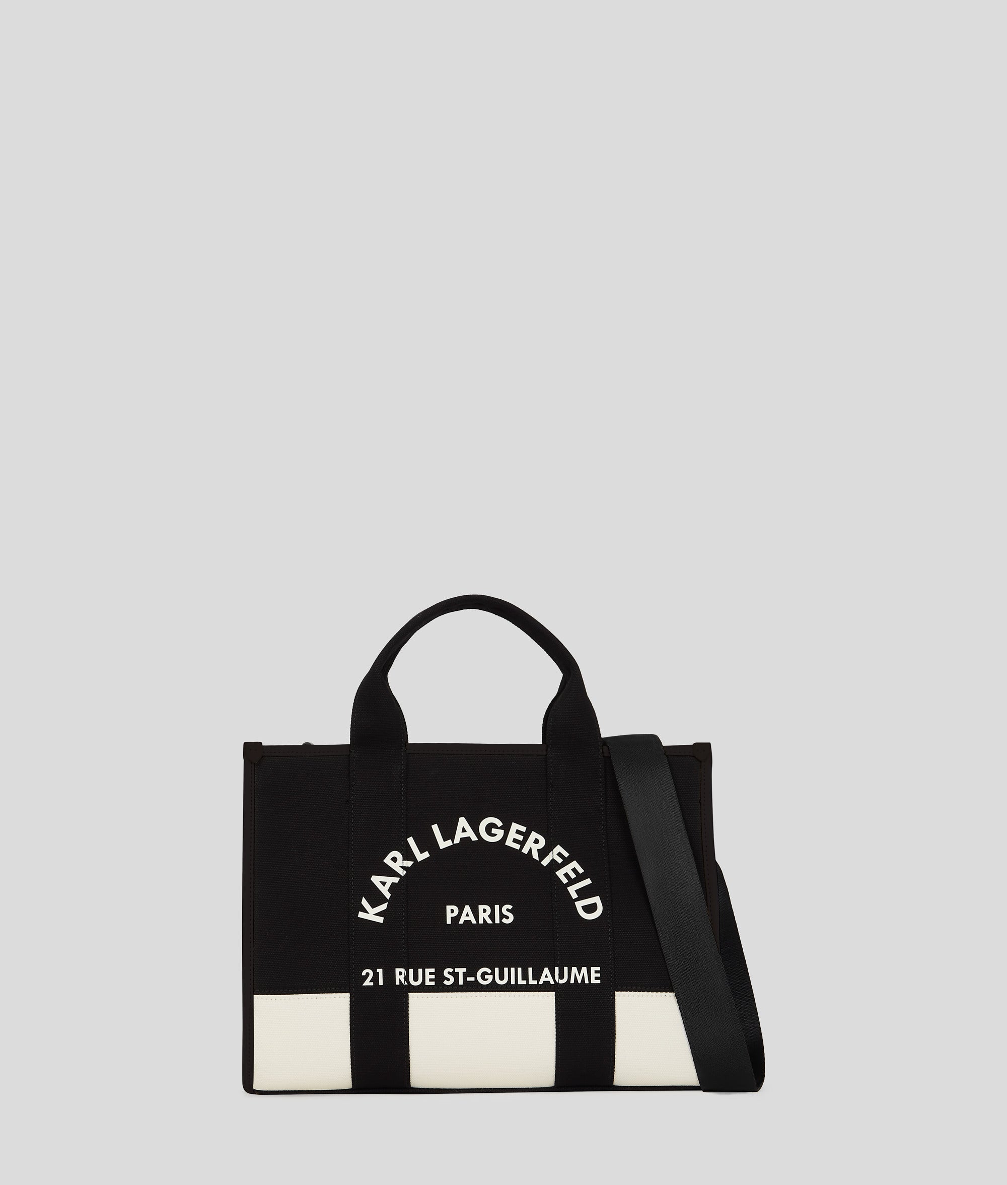 KarlLagerfeld Rue St-Guillaume Medium Tote Bag Cannoli Cream-Black