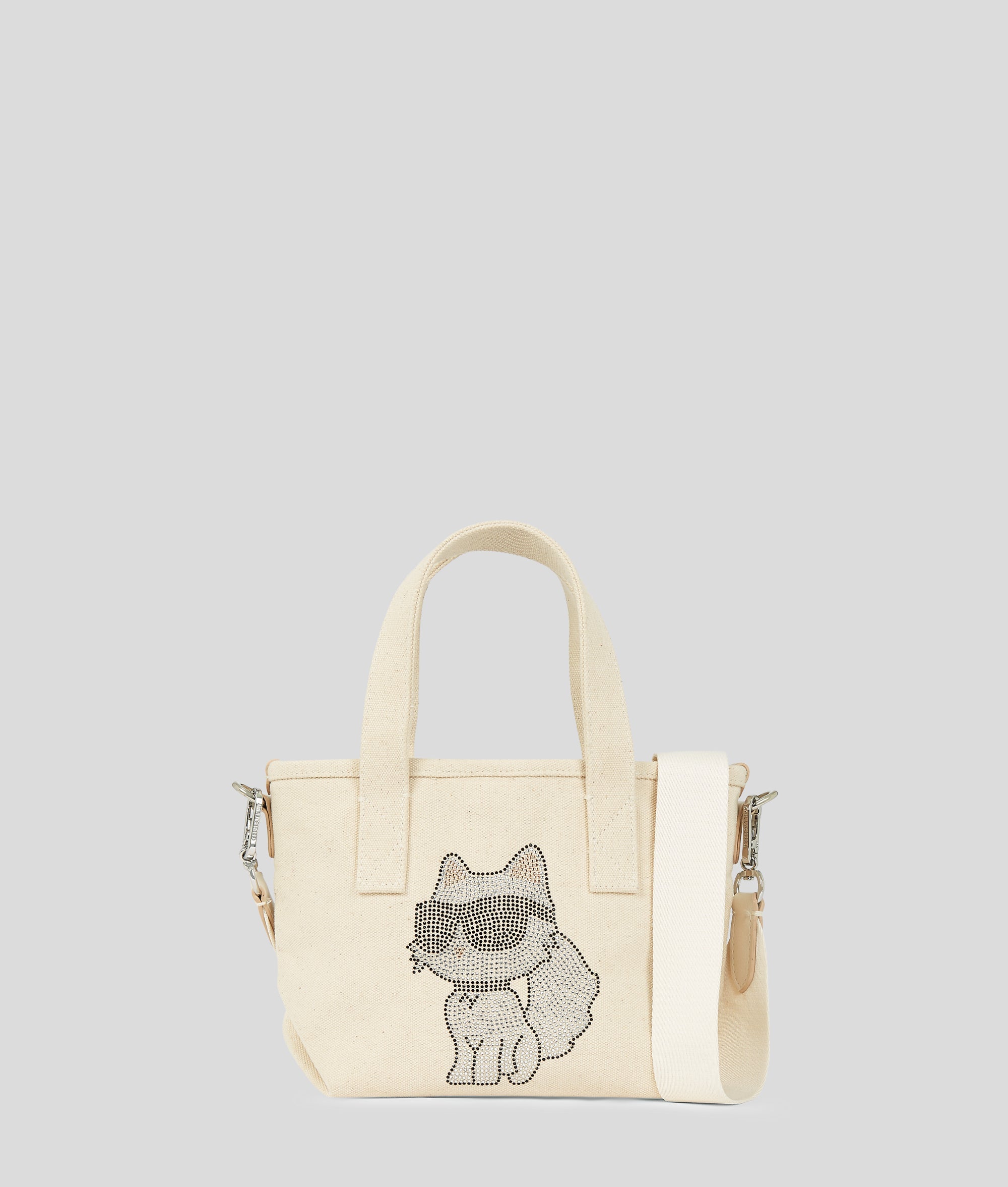 KarlLagerfeld Ikon Choupette Rhinestone Small Shopper Natural