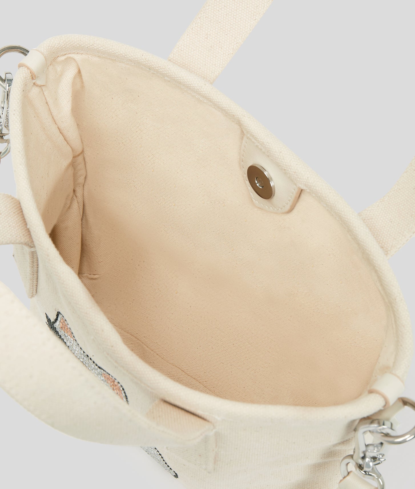 KarlLagerfeld Ikon Choupette Rhinestone Small Shopper Natural