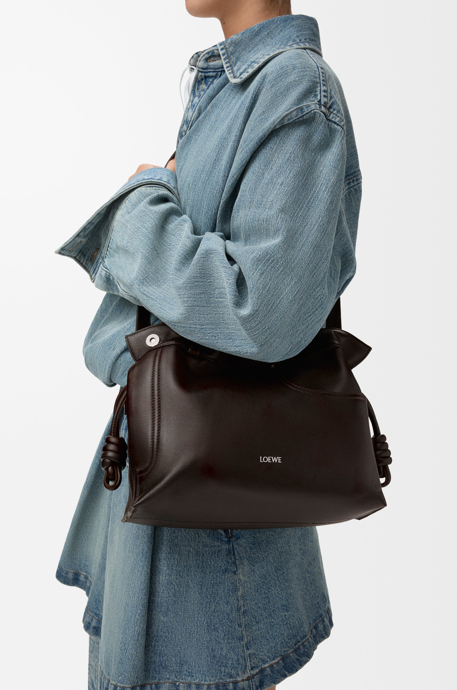 Loewe Panta medium Flamenco clutch in shiny calfskin