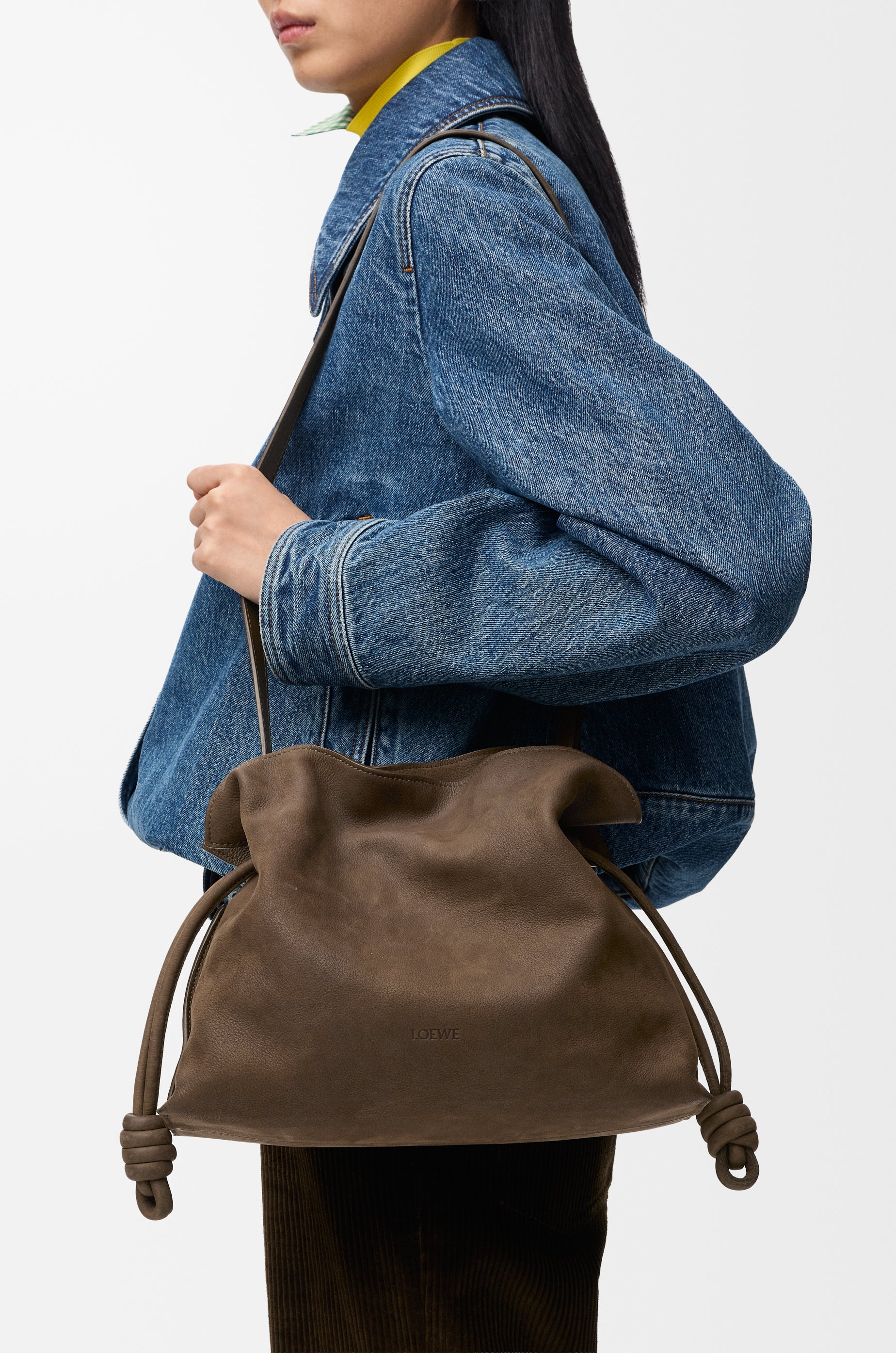 Loewe Medium Flamenco clutch in grained nubuck