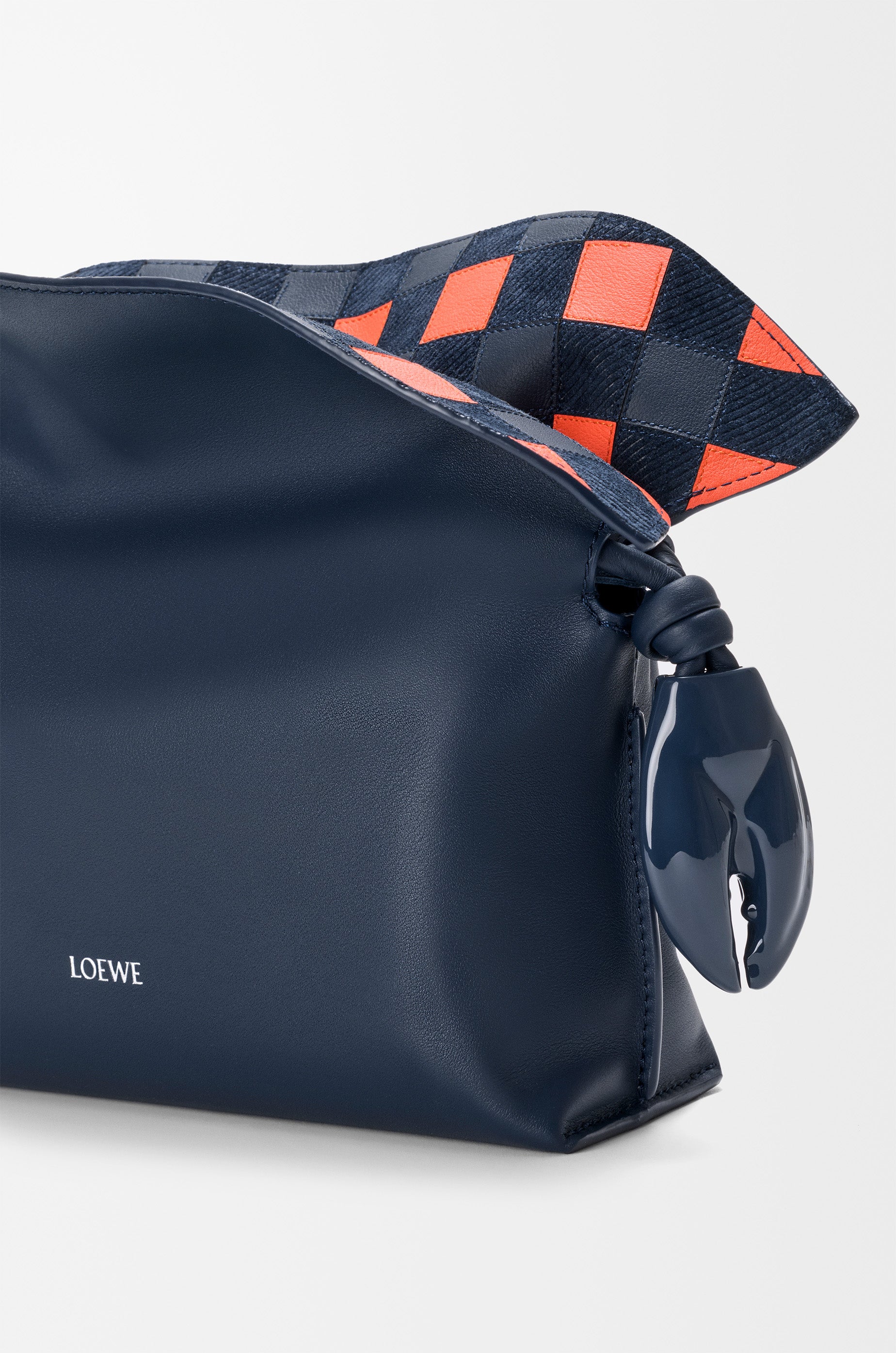 Loewe Mini Flamenco clutch in nappa calfskin and check intarsio